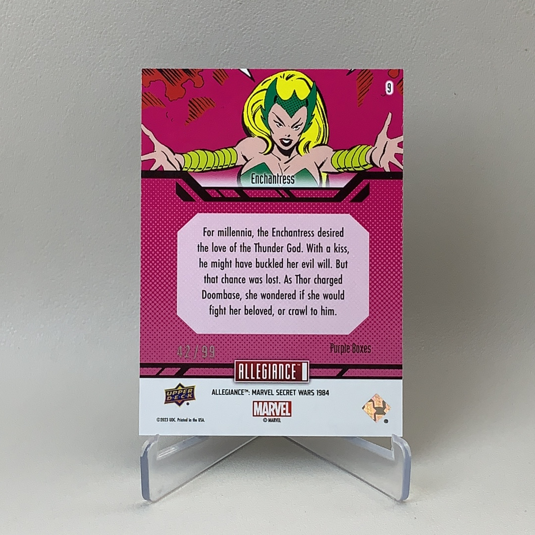 【弈卡代拍】2023 Upper Deck Marvel漫威 Secret Wars 秘密战争 大比例 特卡 紫折 折射 Enchantress 魅惑魔女 42/99编 品相如图 凑套必备 Mito