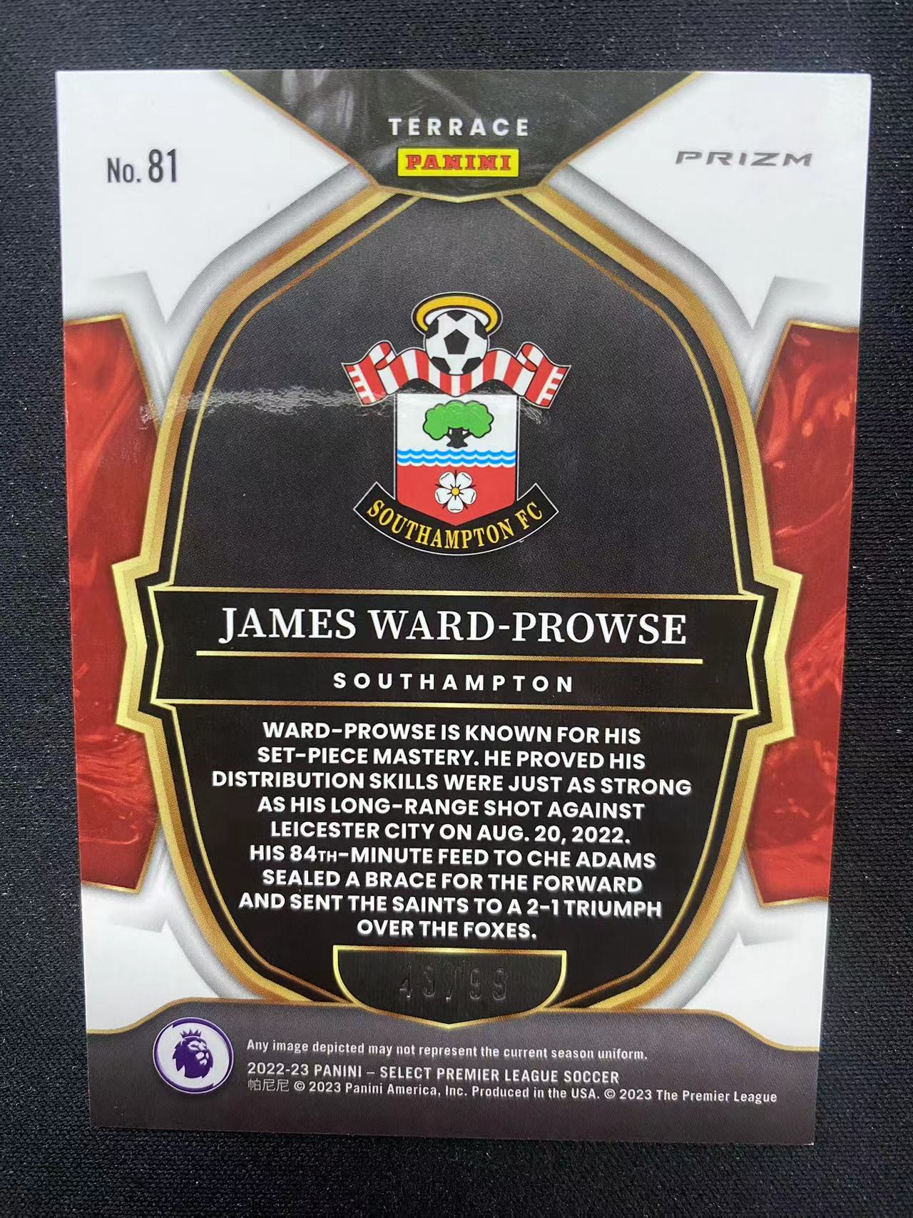 2022-23 Panini SELECT James Ward Prowse 英超 南安普顿 沃德 普劳斯 43/99 99编 一级 橙折 ...