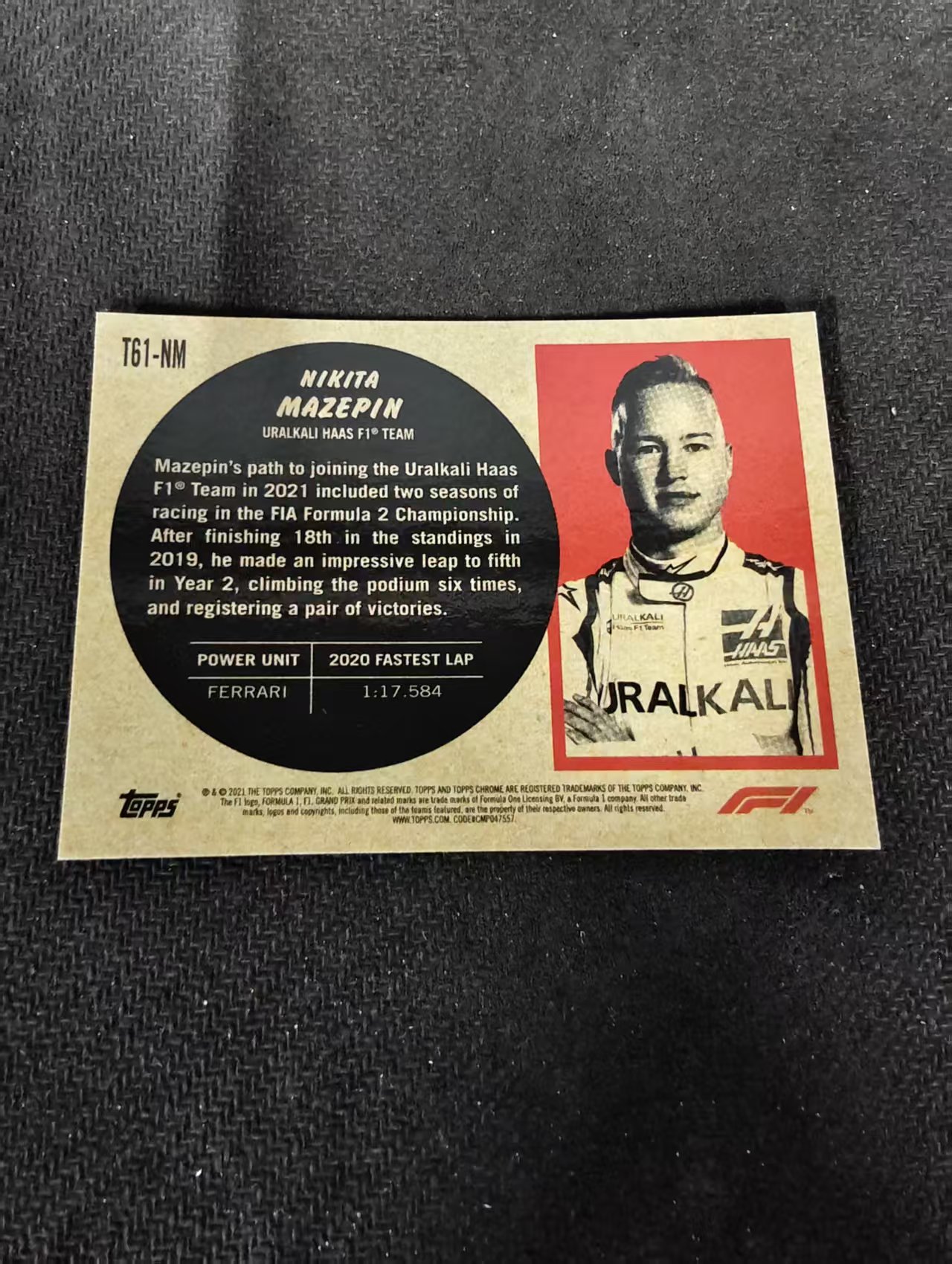 2021 Topps Chrome Nikita Mazepin F1 哈斯车队 马泽平 rc 新秀 特卡 银折 划痕 边角瑕疵 #NM