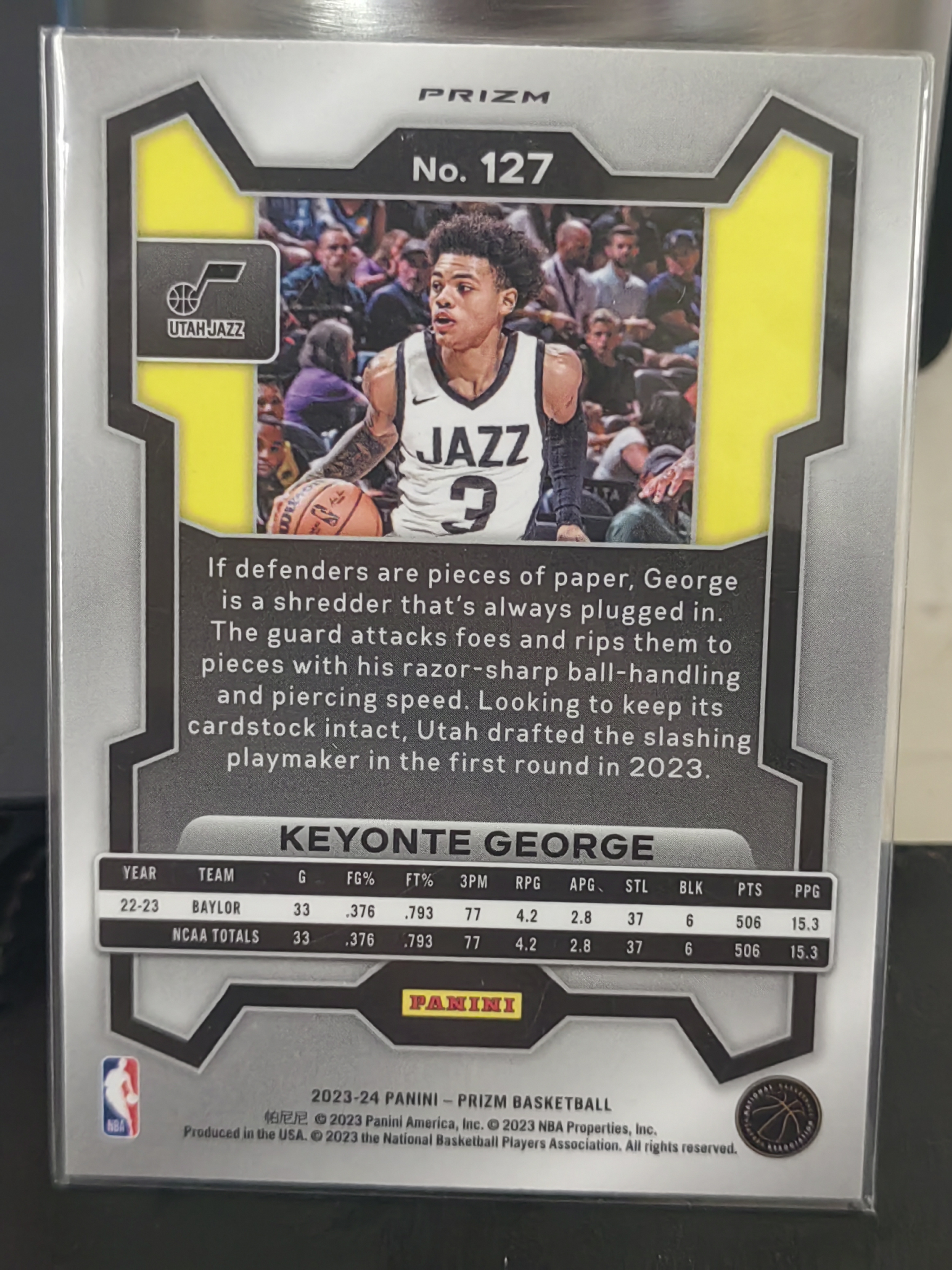 2023-24 Panini PRIZM Keyonte George RC PZ 新秀 绿折 基昂特乔治 爵士 篮 白边白角 不保卡品 卡品如图
