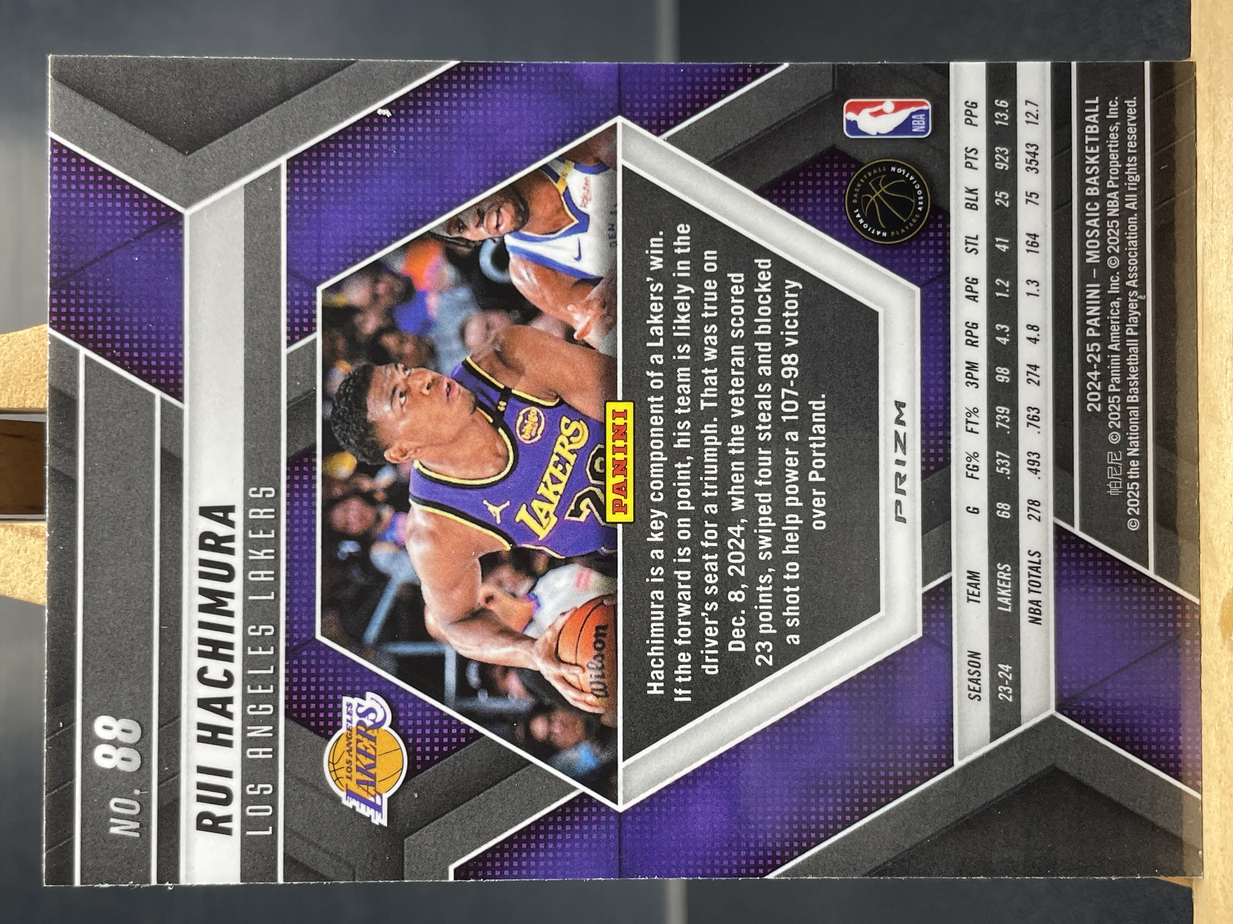 (B8) 2024-25 PANINI 马赛克 折射 八村塁 湖人 近期大热球星 收藏凑套必备 卡品如图 !!!