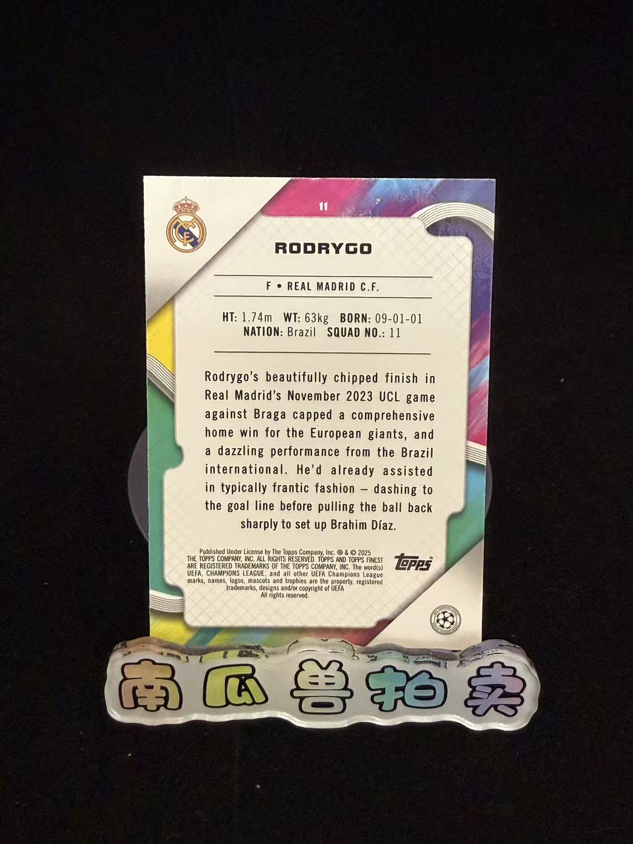 2025 Topps Finest Rodrygo 皇家马德里 罗德里戈 275编 蓝折 折射 不保卡品 南瓜兽Joe11.17