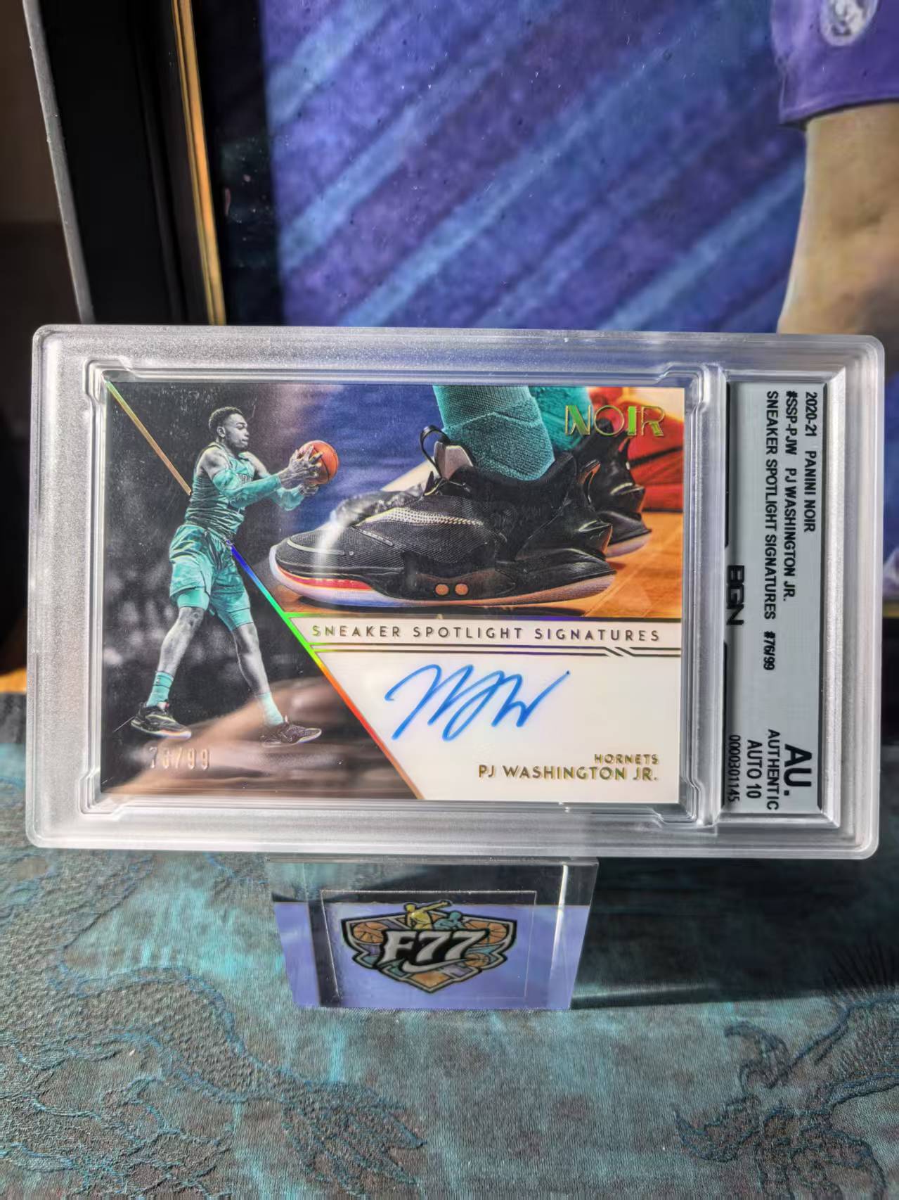 2020-21 Panini Noir PJ Washington Jr. 黄蜂 PJ华盛顿 76/99编 无平行 聚光灯 鞋灯 签字 镜面卡签 实卡超美 收藏必备