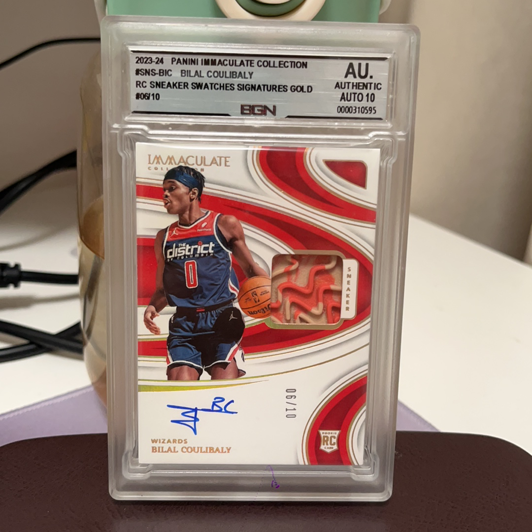 2023-24 Panini Immaculate Bilal Coulibaly RC 奇才 新秀 比拉尔 库利巴利 10编 BGN 10分 球鞋 签字 卡签 卡品如图 精美收藏佳品