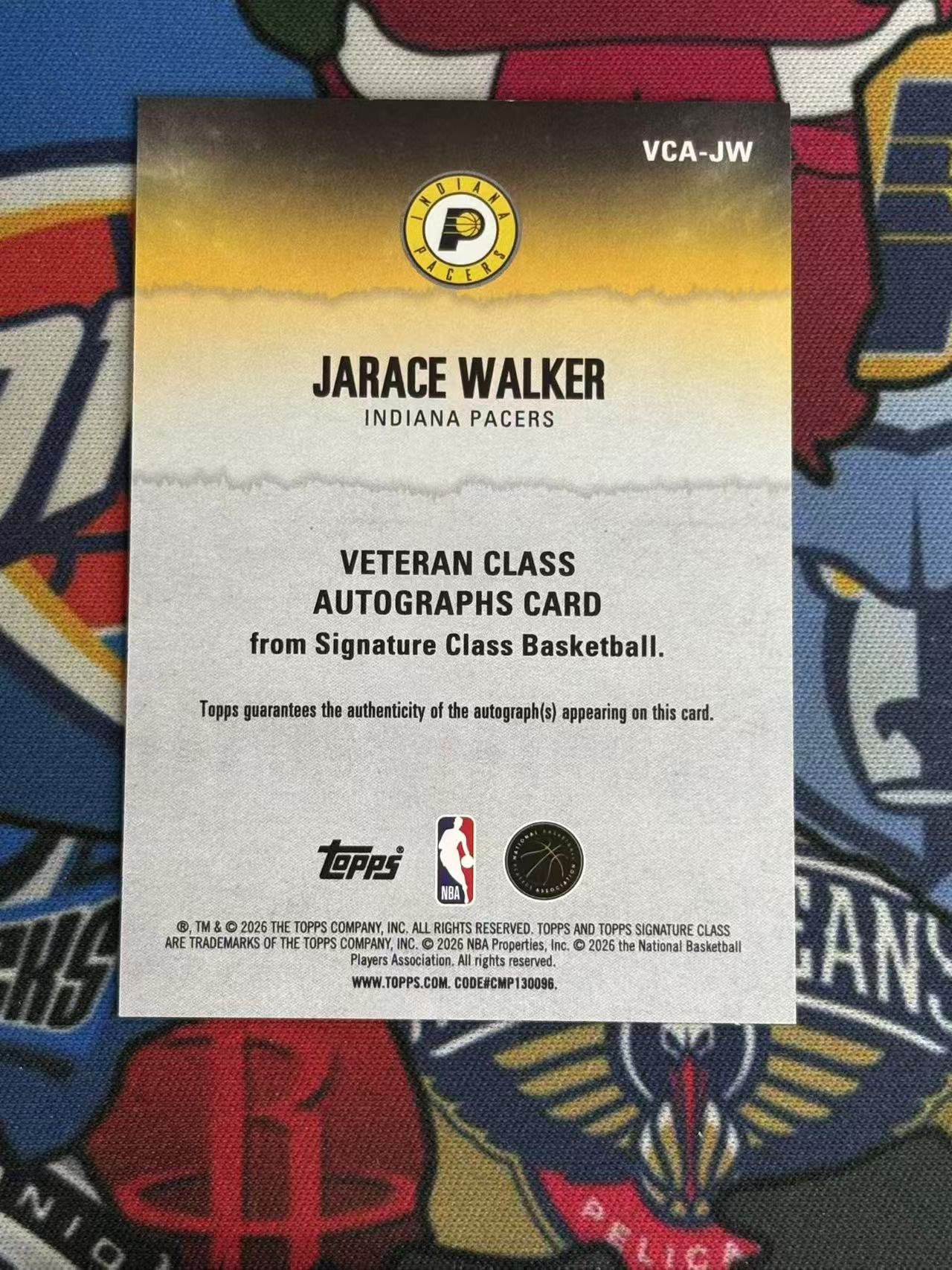 2025-26 TOPPS SIGNATURE CLASS JARACE WALKER 步行者 贾雷斯沃克 贾莱斯沃克 签字卡 顺位签 金版 专收凑套必备【烂臭嘴拍卖】