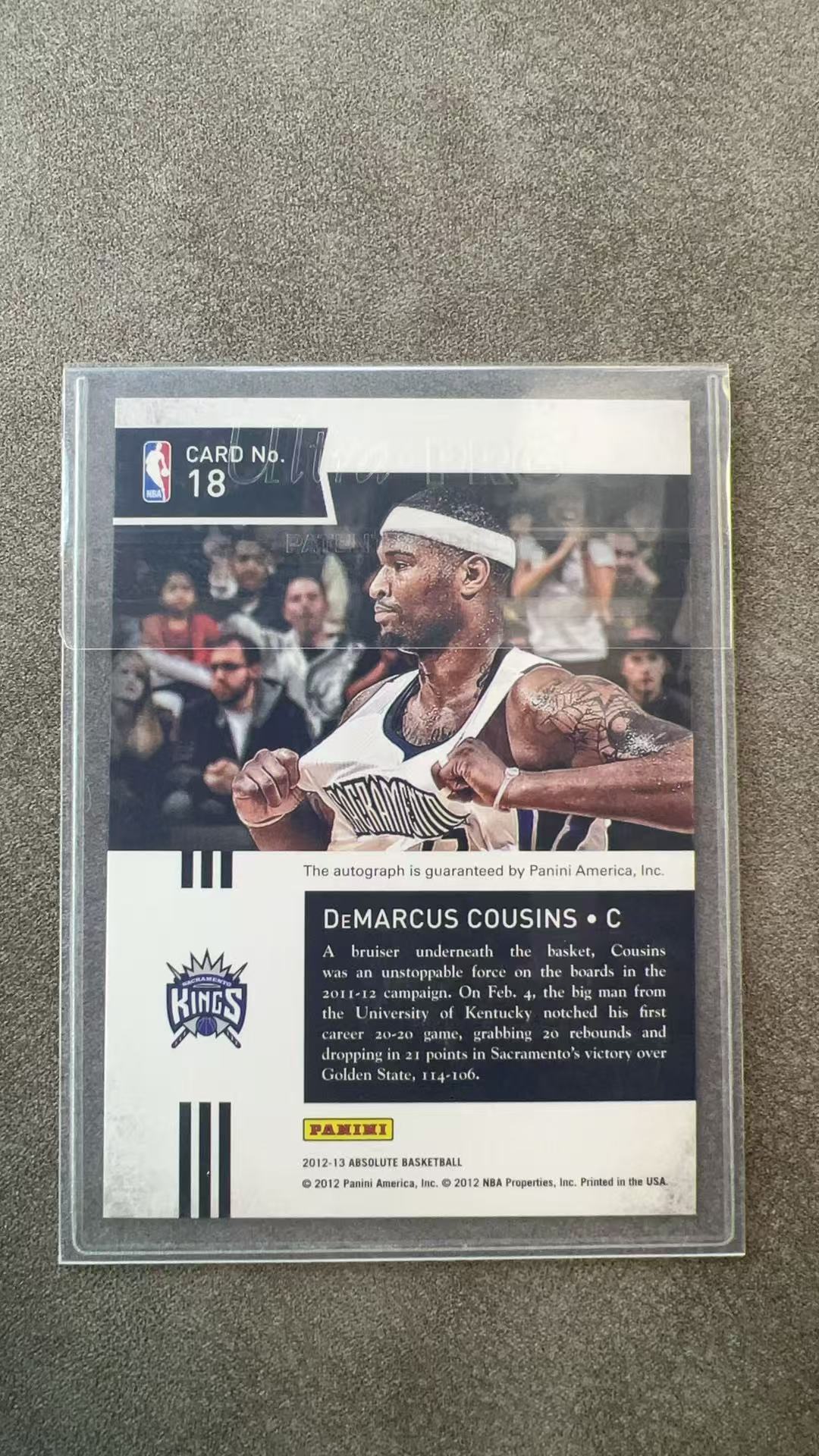 6560【330球星卡实体店代卖】2012-13 帕尼尼 ABS 表妹 德马库斯 考辛斯 DeMarcus Cousins 国王 27/49编 签字 AUTO 仅顺丰寄付(UK23)