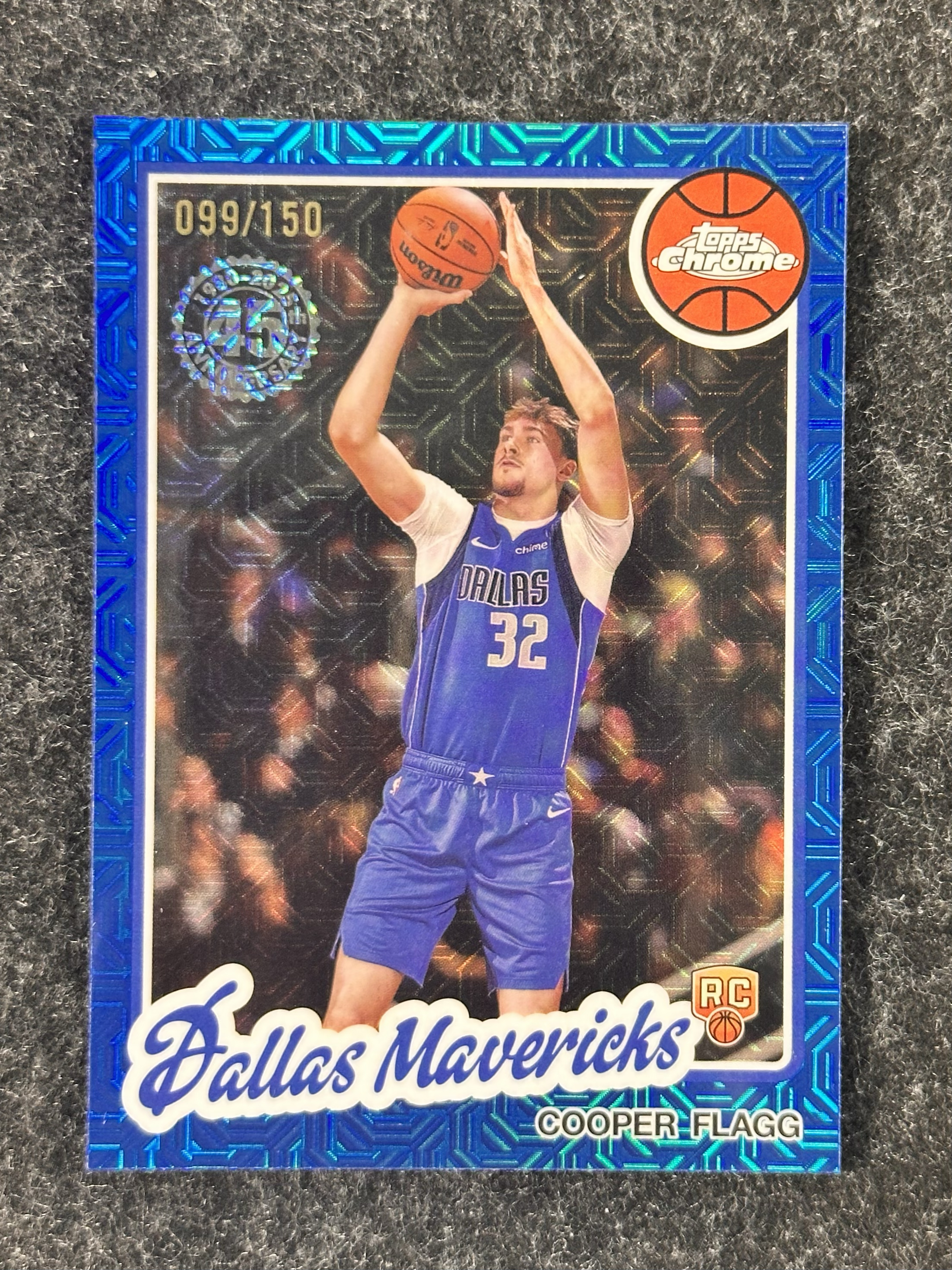 2025-26 Topps Flagship Cooper Flagg RC 【阿木代拍263大雨】独行侠新秀 库珀 弗拉格 45周年复古 蓝mojo折 099/150编 color match蓝配蓝