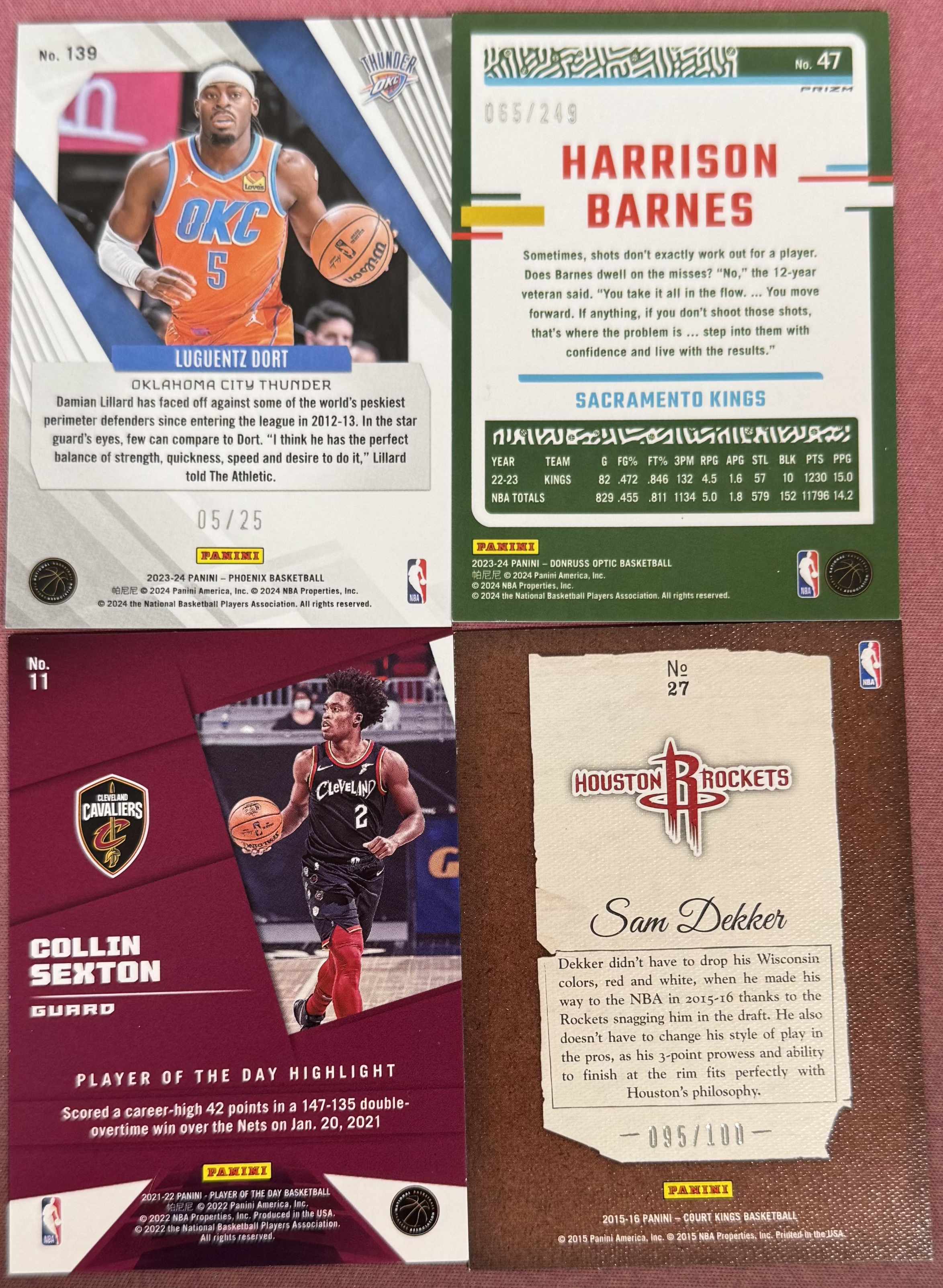 2025-26 Panini 多系列 多人 帕尼尼 塞克斯顿 等一图4张带编打包LOT 不保卡品#46(CX)