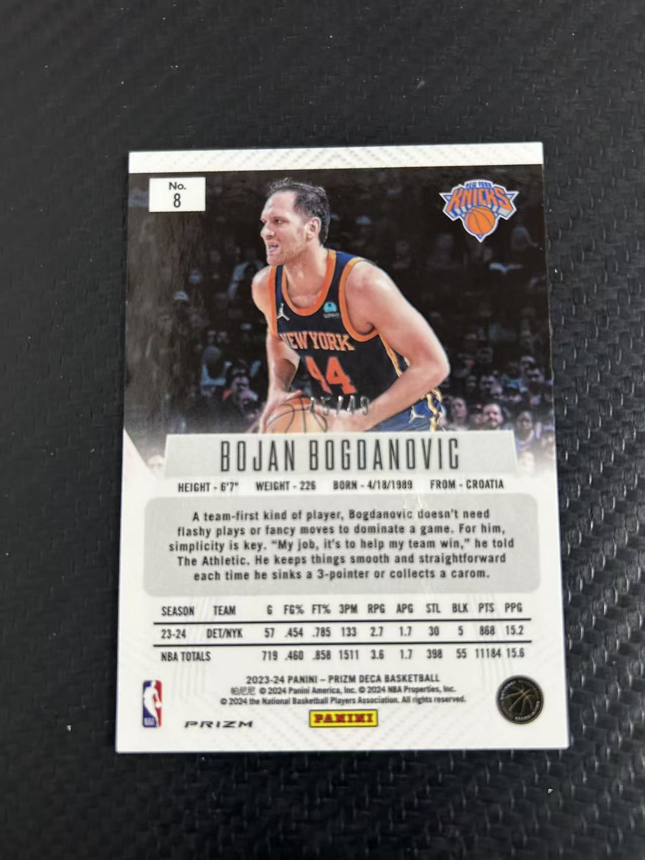 2023-24 Panini Prizm Deca Bojan Bogdanovic #8【灯灯拍卡】PZ 尼克斯 博扬 博格达诺维奇 45/49编 收藏必备【雪茄】