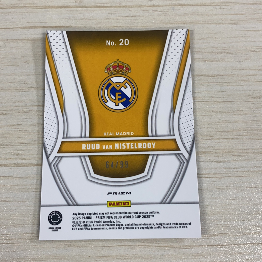 【小牛代拍】2025 Panini Prizm FIFA Club World Cup世俱杯 Ruud van Nistelrooy 范尼斯特鲁伊 皇马 传奇天赋特卡 99编 蓝碎冰折 卡品(一哥)