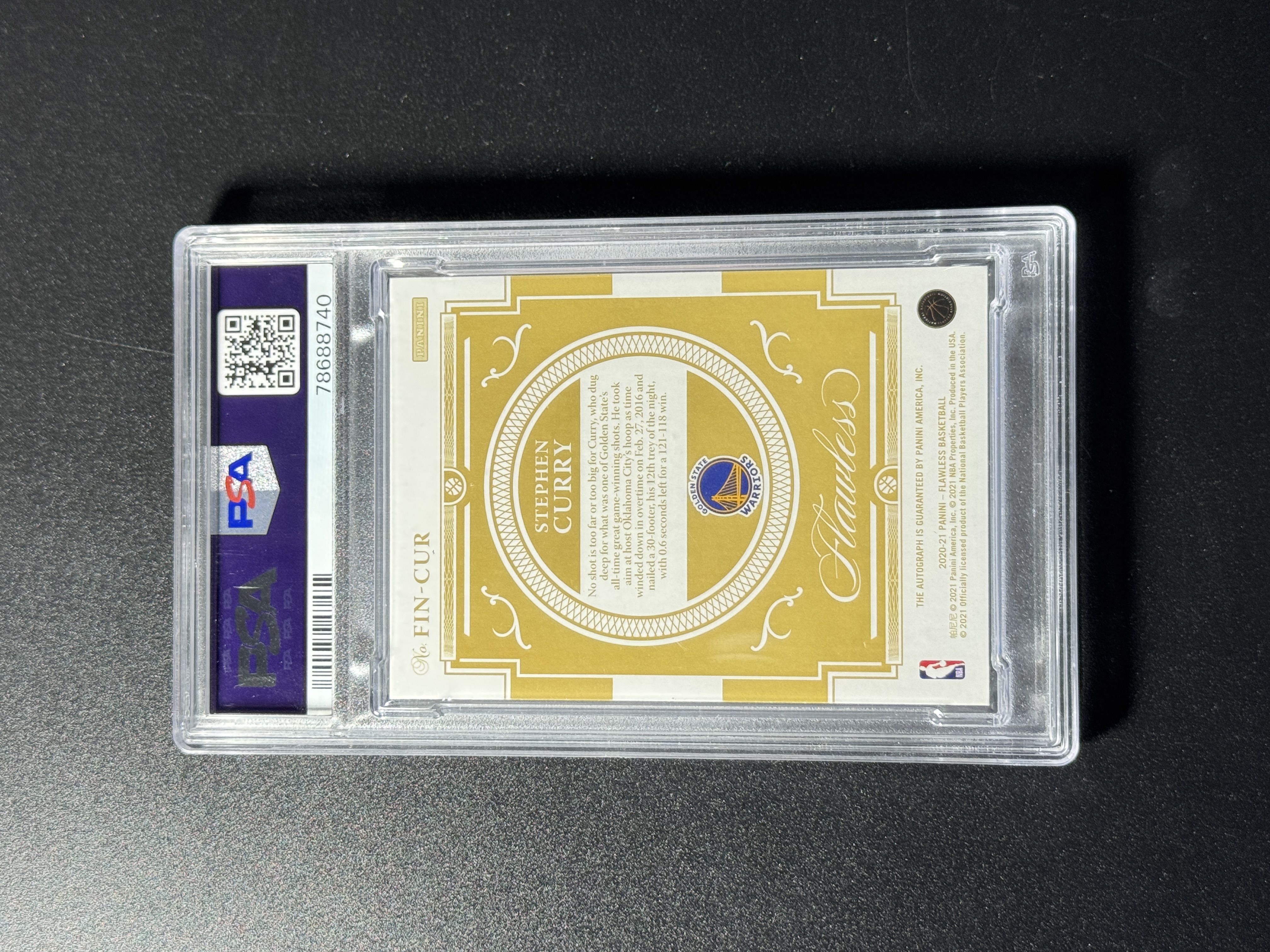 【喷子拍卖】2020-21 panini flawless Stephen Curry 手提 金州勇士 斯蒂芬 库里 绝杀 签字 一编 湖水蓝闪 卡签 1/1 1of1 finishes 大hit PSA双10分 完美品相 送订制壳 JYL