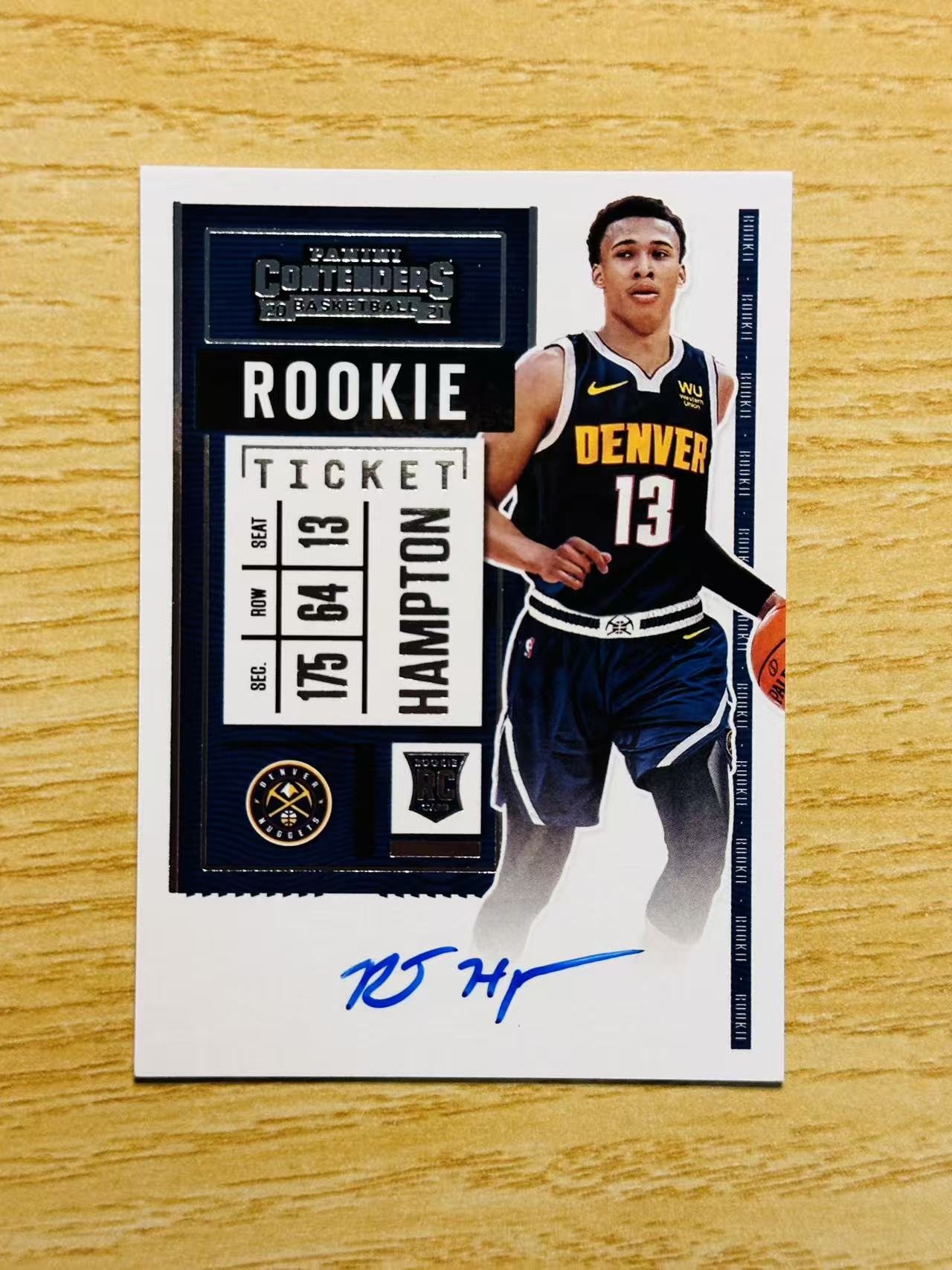 2020-21 Panini Contenders RJ Hampton 嘿嘿代卖 球票 RJ 汉普顿 新秀 RC 签字 卡签 掘金 收藏必备