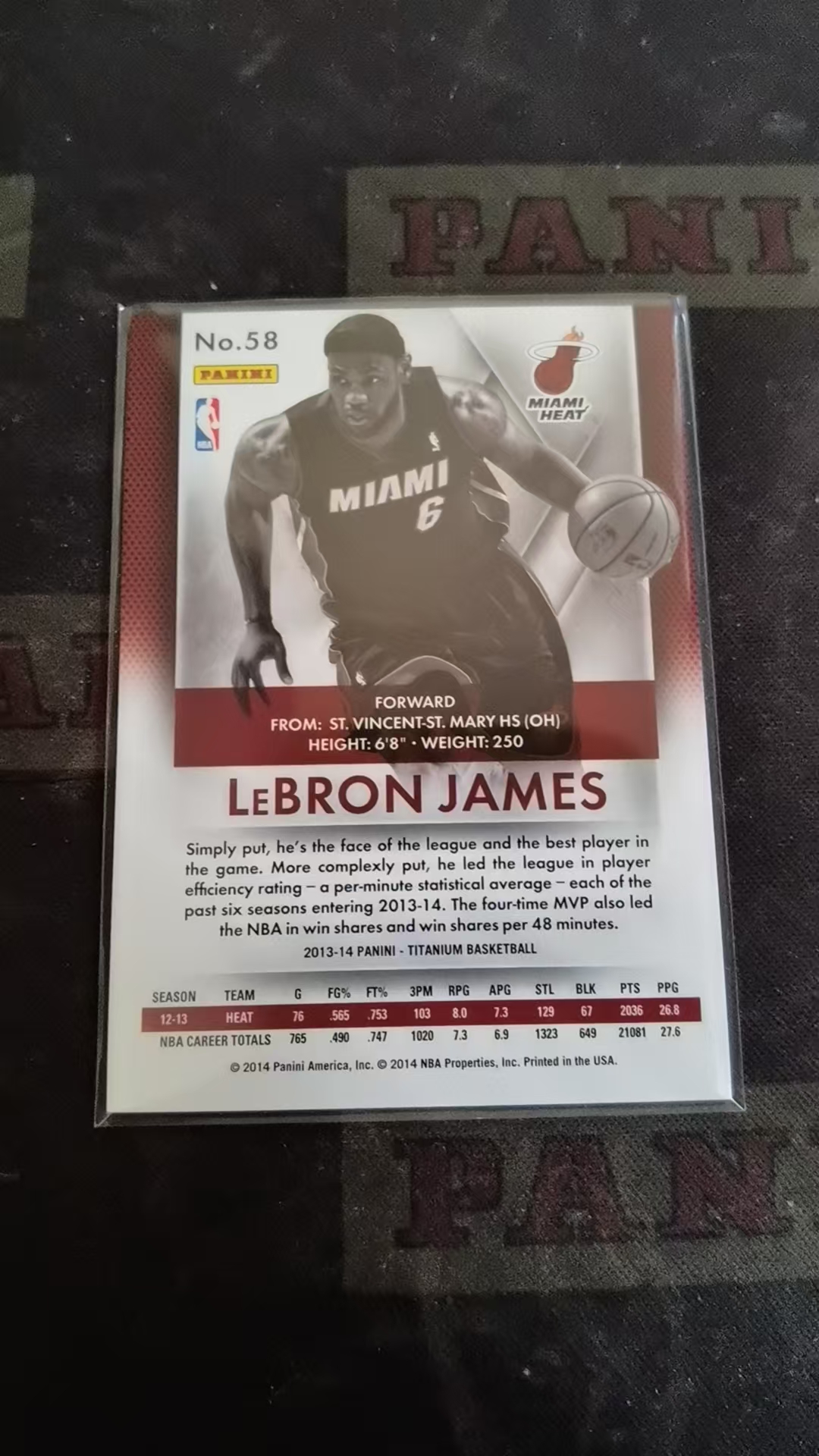 【DLDL拍卖】2013-14 PANINI-TITANIUM BASKETBALL LEBRON JAMES 勒布朗・詹姆斯【卡边角表面见图】