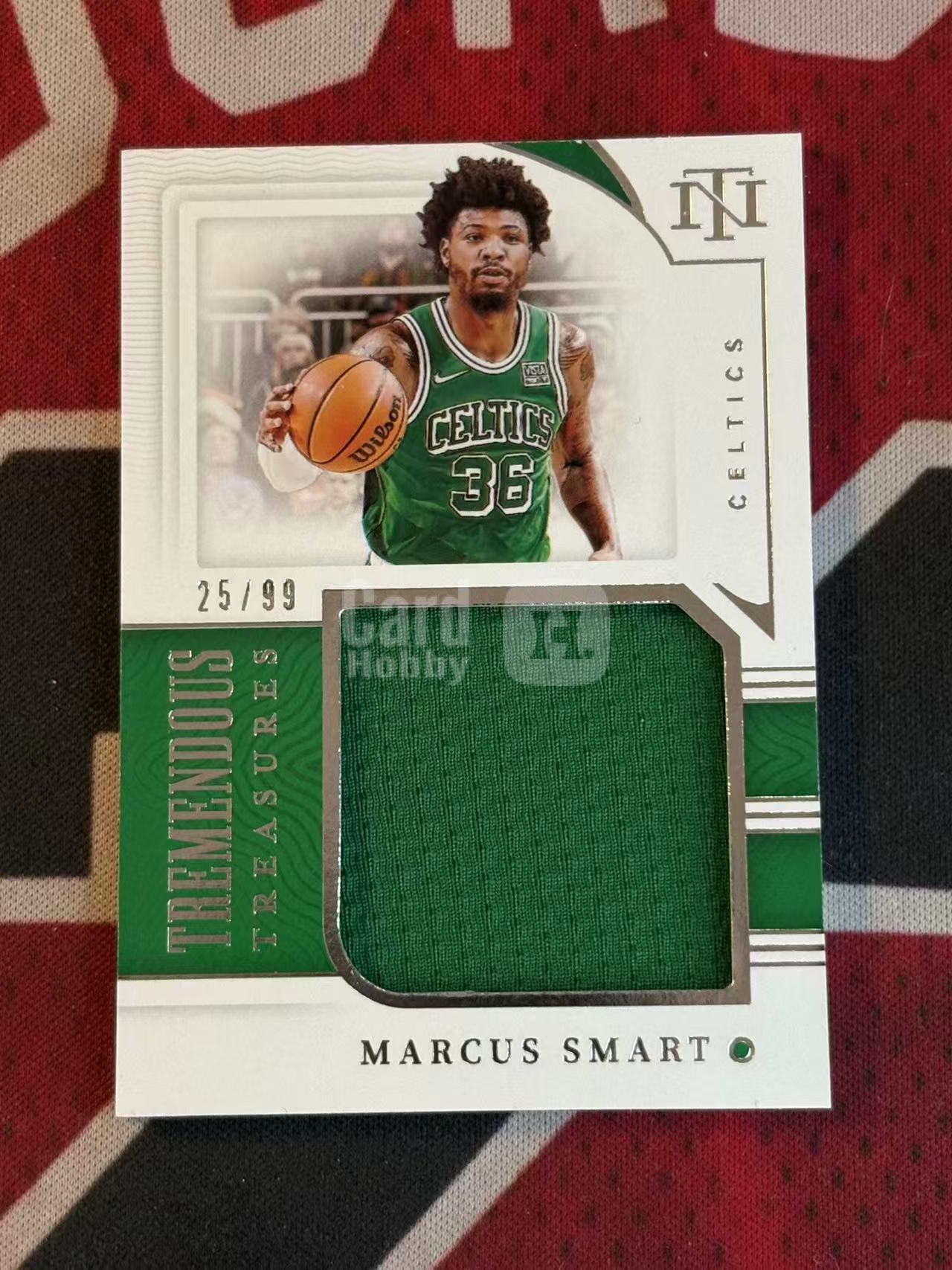 2021-22 PANINI NATIONAL Marcus Smart 国宝高端系列 凯尔特人 马库斯斯马特 99编 GU 大窗亲穿落场球衣物料切割 衣料实物卡 专收凑套必备【烂臭嘴拍卖】