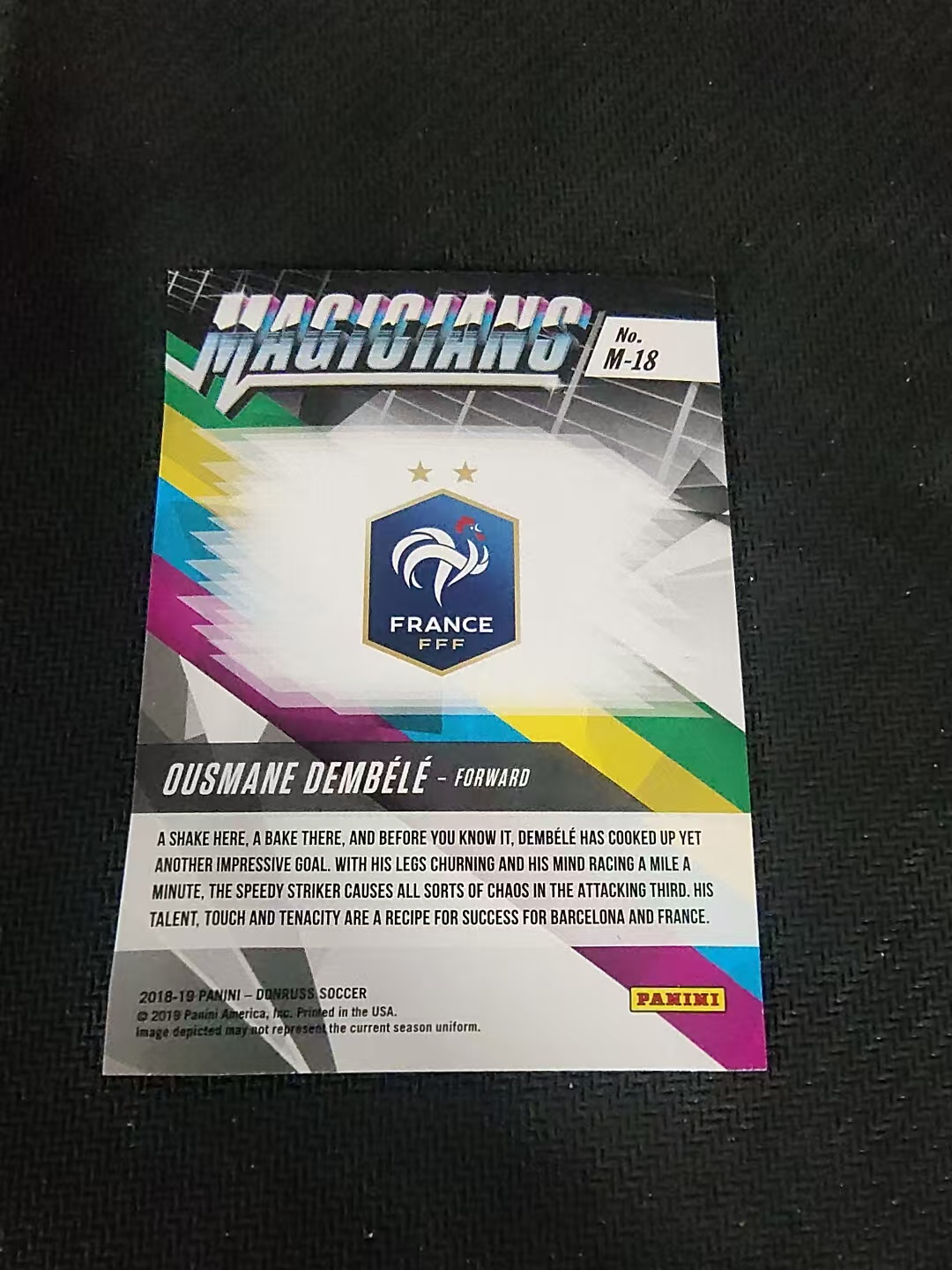 【可合并,不累计】2018-19 Panini Donruss Ousmane Dembélé 法国 登贝莱 特卡 杜蕾斯 划痕 边角瑕疵 #18