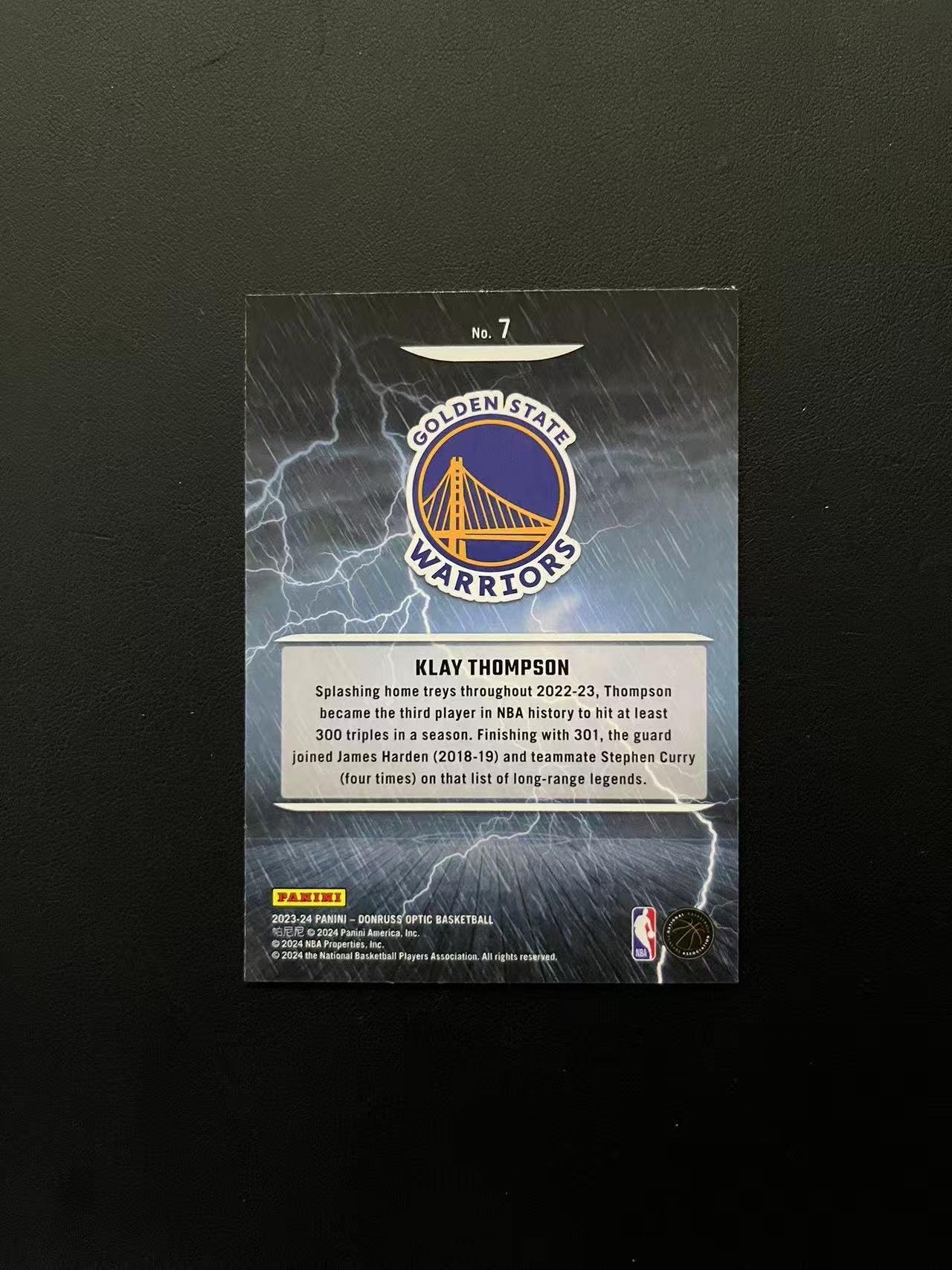 2023-24 Panini Optic Klay Thompson 《王中王代卖》Donruss Optic 勇士 克莱 汤普森 Raining 3s 三分雨特卡 瑕疵如图 凑套必备 可累积 D23