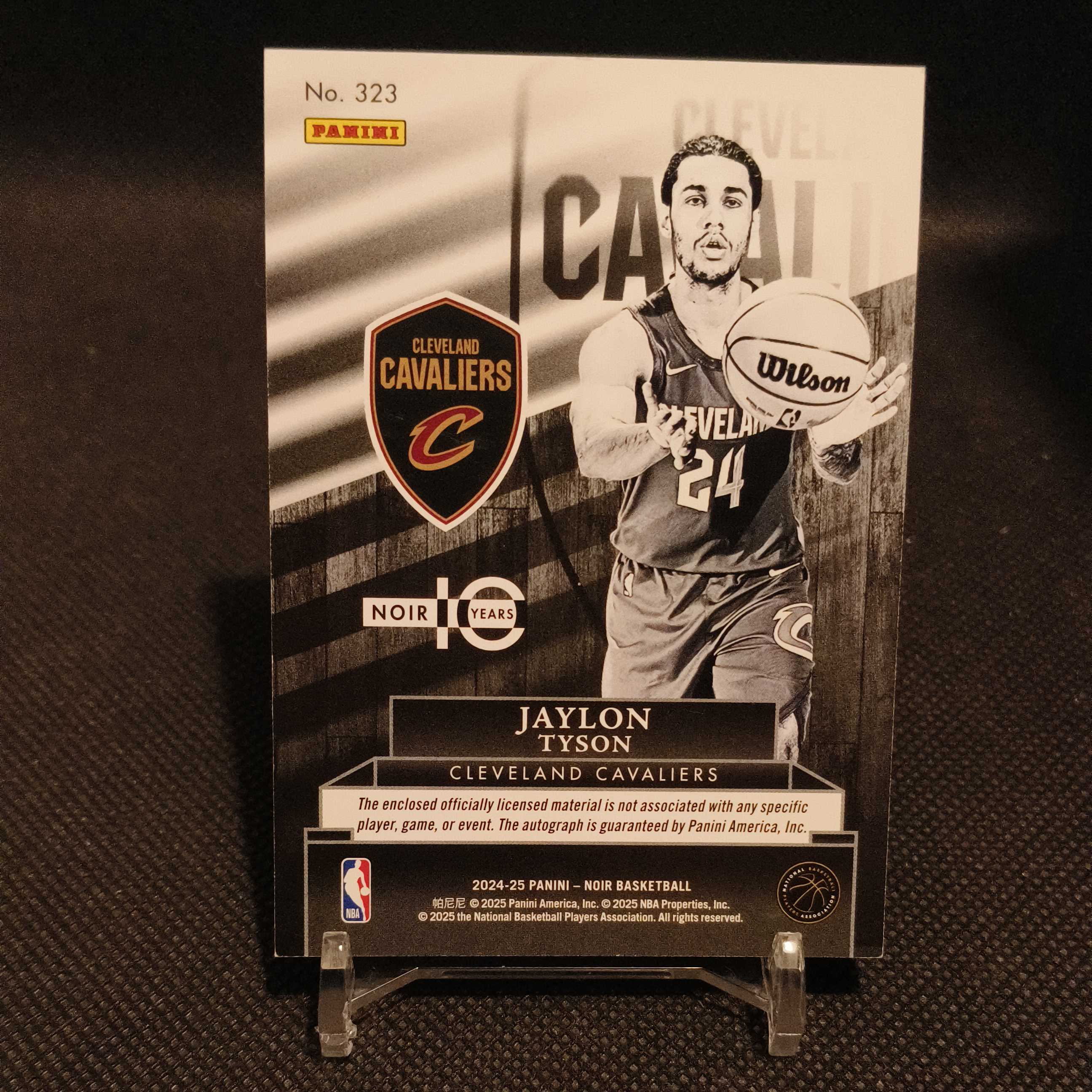 2024-25 Panini Noir Jaylon Tyson 骑士 杰隆泰森 诺尔 新秀 rpa 签字 卡签 /99编 patch 瑕疵如图 收藏必备