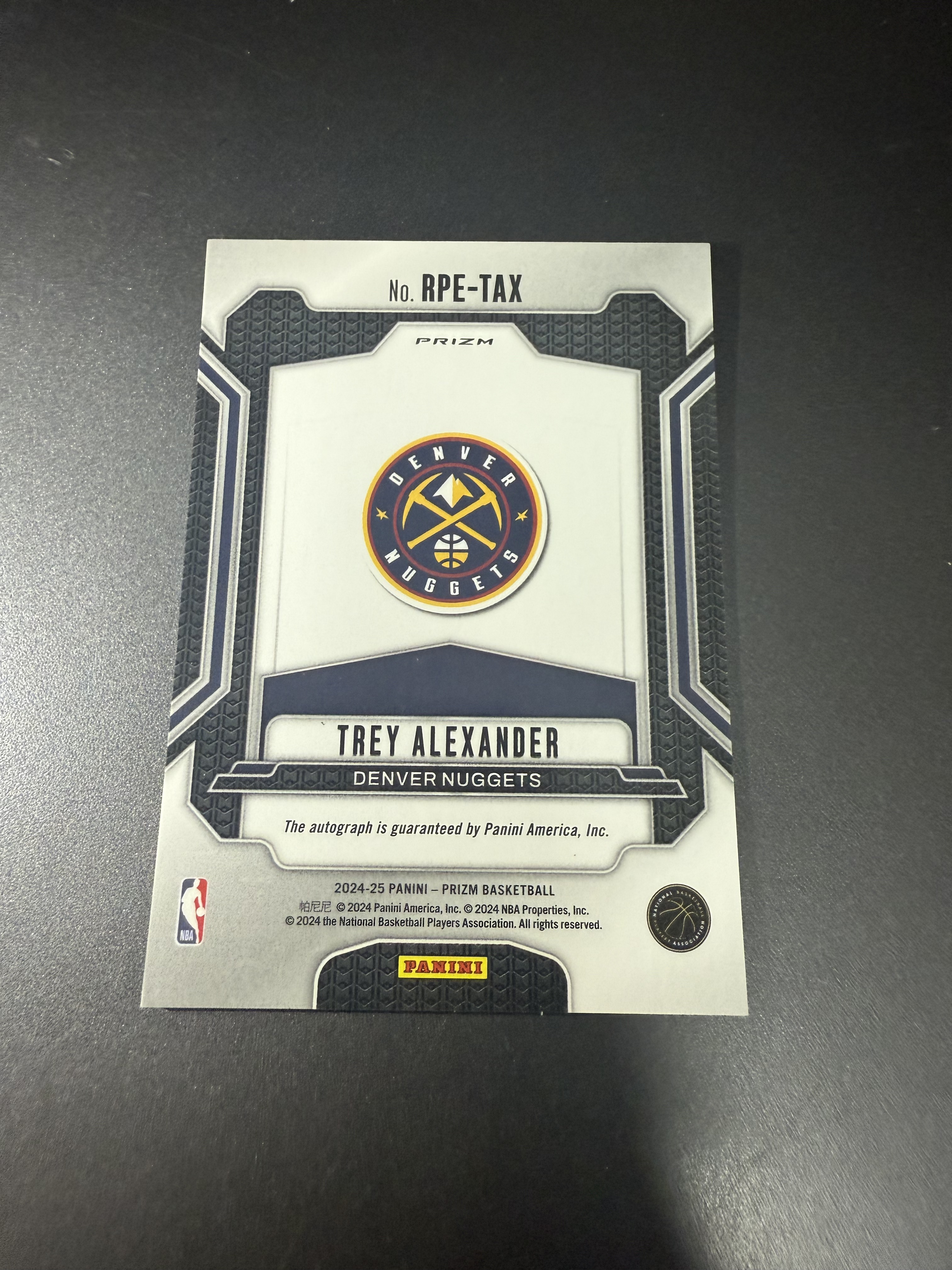 2024-25 Panini Prizm Trey Alexander RC 特雷 亚历山大 新秀 签字 银折 件