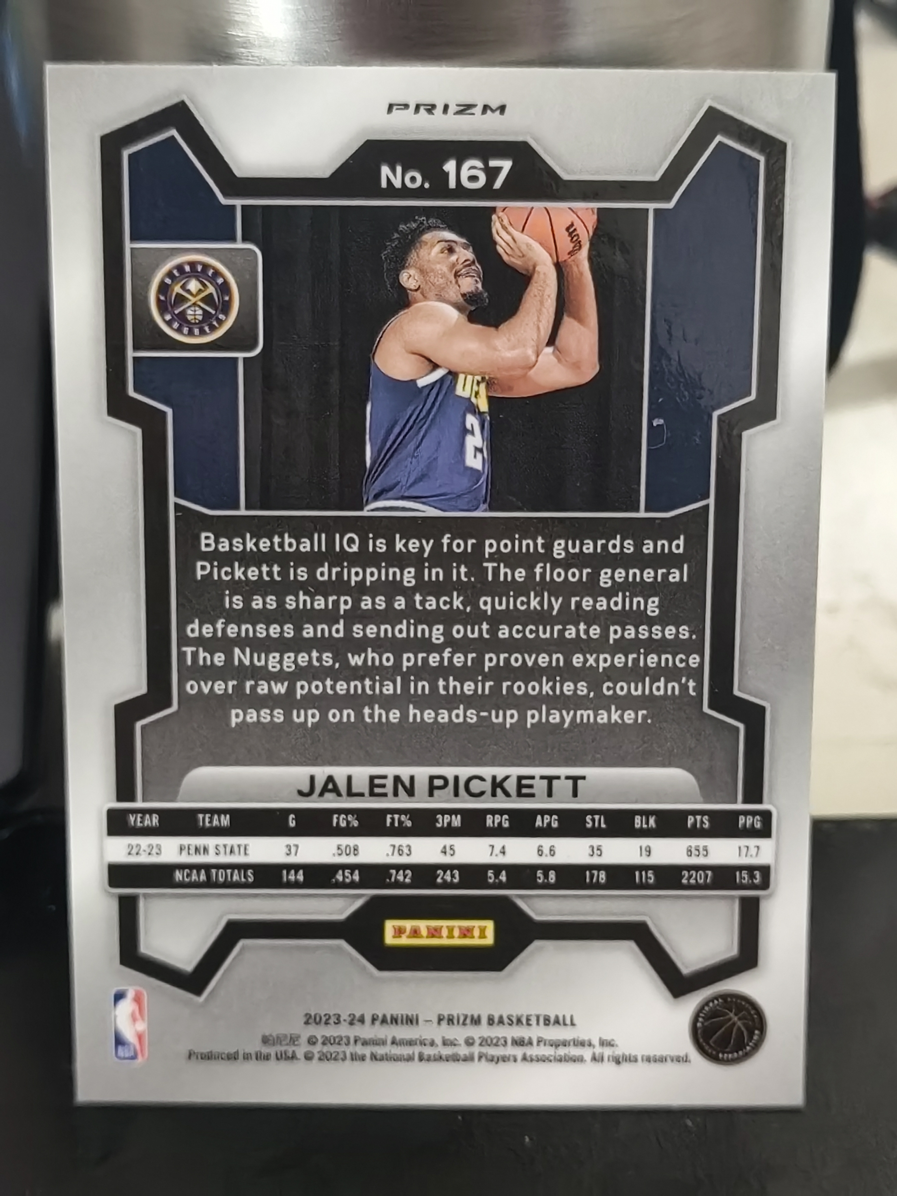 2023-24 Panini PRIZM Jalen Pickett RC PZ 新秀 绿折 贾伦皮克特 掘金 篮 白边白角 不保卡品 卡品如图