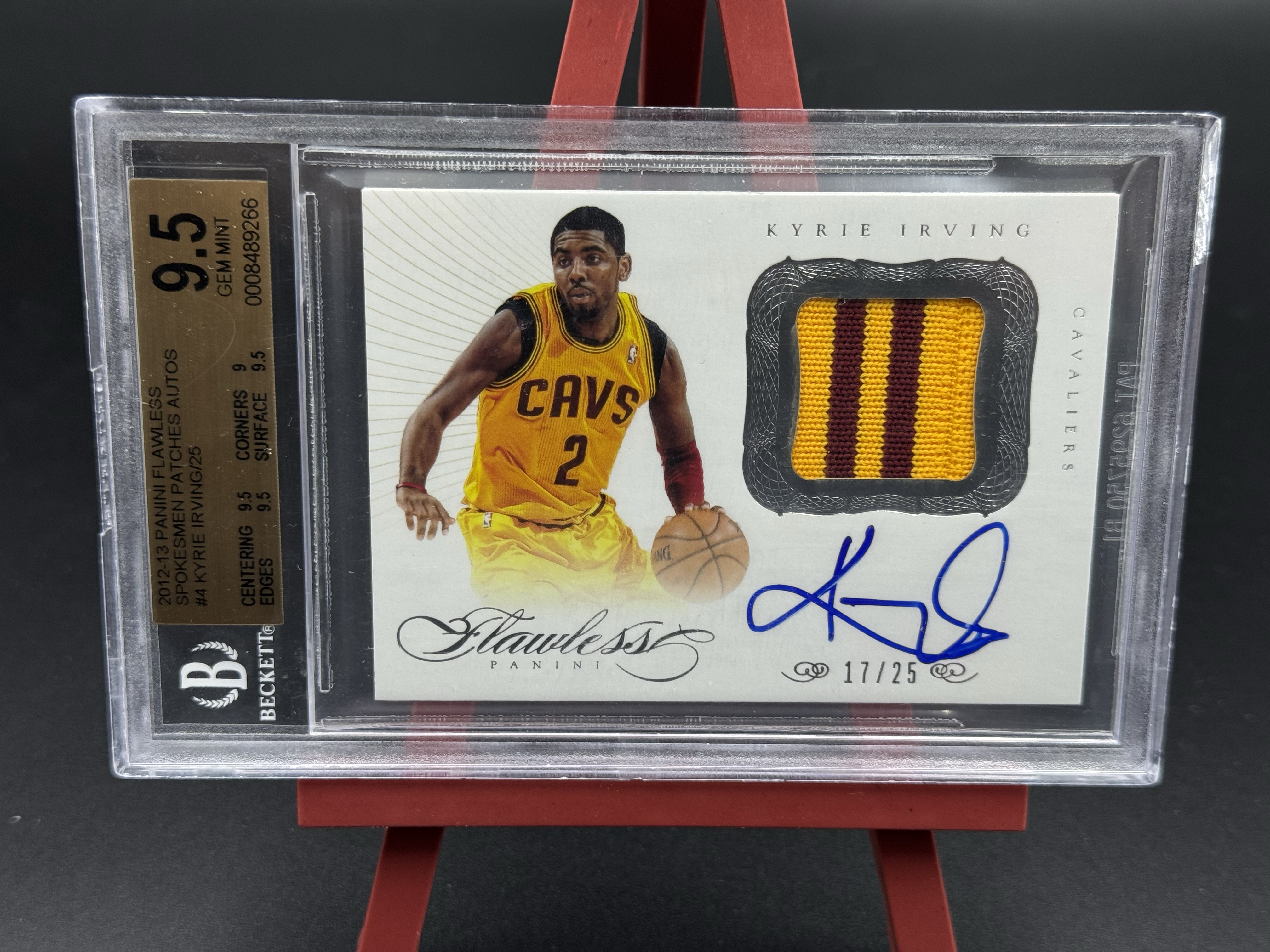2012-13 Flawless Kyrie Irving RC 新秀 骑士 凯里 欧文 元年 手提 暴力双色球衣物料切割 17/25编 金标 BGS卡品9.5签字9分评级卡 blHzo27
