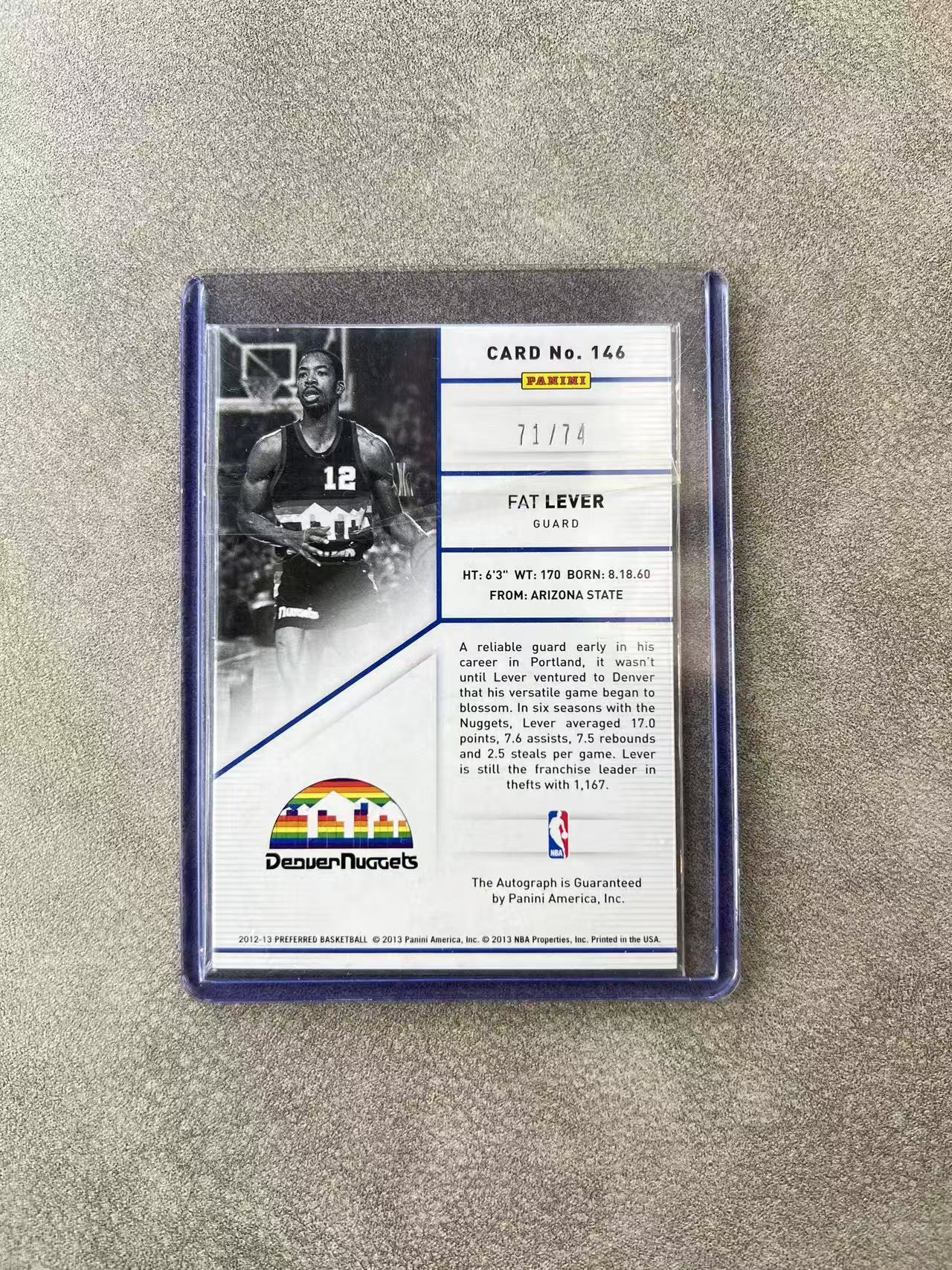 6398【330球星卡实体店代卖】panini 12-13 PREFERRED 拉斐特利弗(Lafayette Lever)签字 AUTO 卡签 71/75编 仅顺丰寄付(UK23)