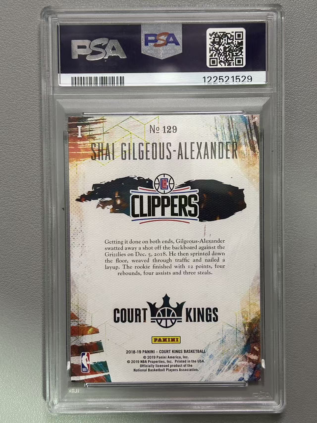 【阿泽代卖】2018-19 Panini 油画 Shai Gilgeous-Alexander 雷霆 新秀 RC 亚历山大 SGA 大头 肖像 油画一级 MVP 大比例 PSA评级 9分-郑总