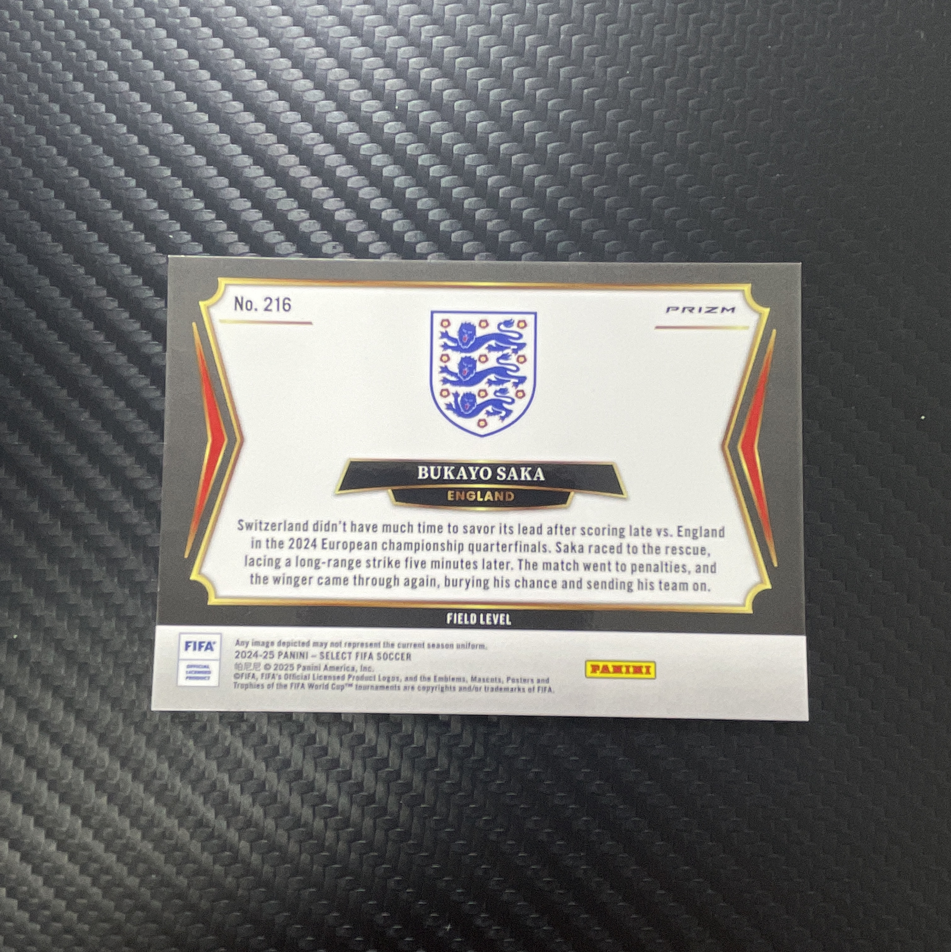【小牛代拍】2024-25 Panini FIFA Select Bukayo Saka 布卡约 萨卡 阿森纳 紫折 卡品如图(璐标)