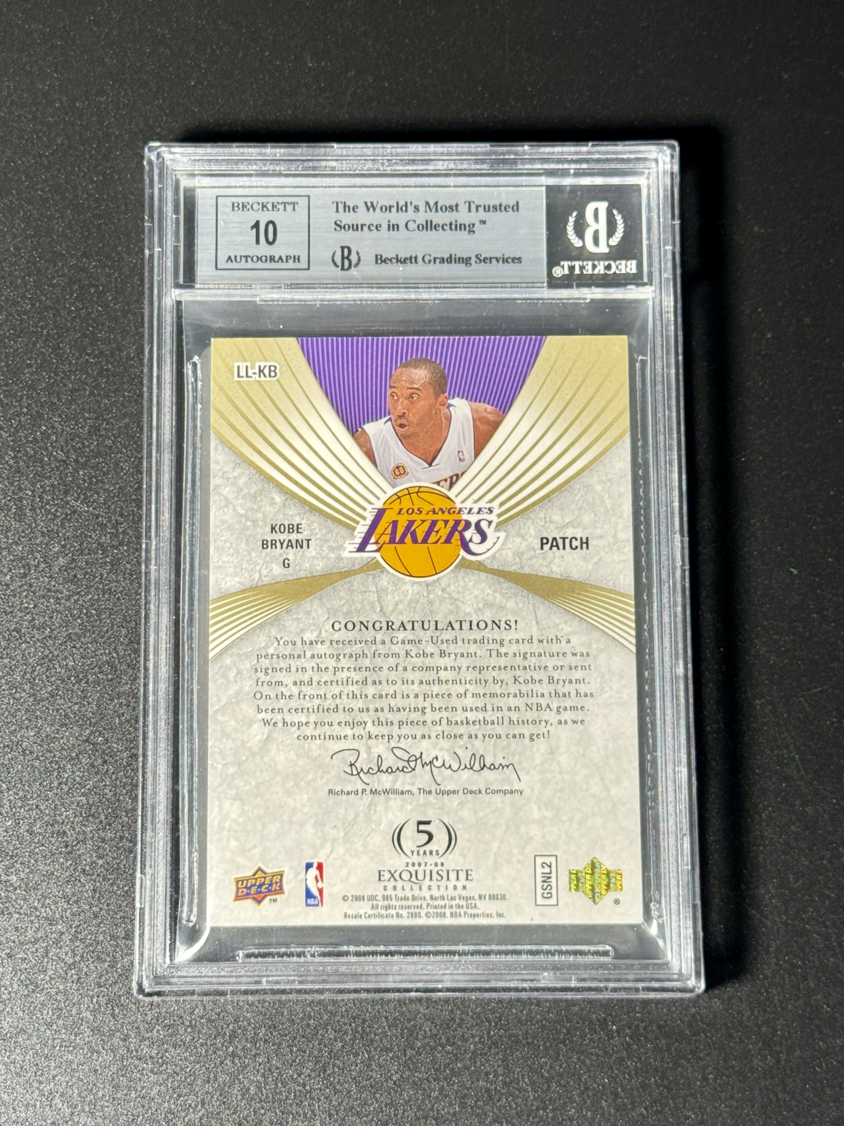 【喷子拍卖】2007-08 UD exquisite Kobe Bryant 木盒 洛杉矶湖人 科比 布莱恩特 LL limited logo 50编 大窗patch 卡签 切割暴力 大hit BGS9/10 送订制壳 AND