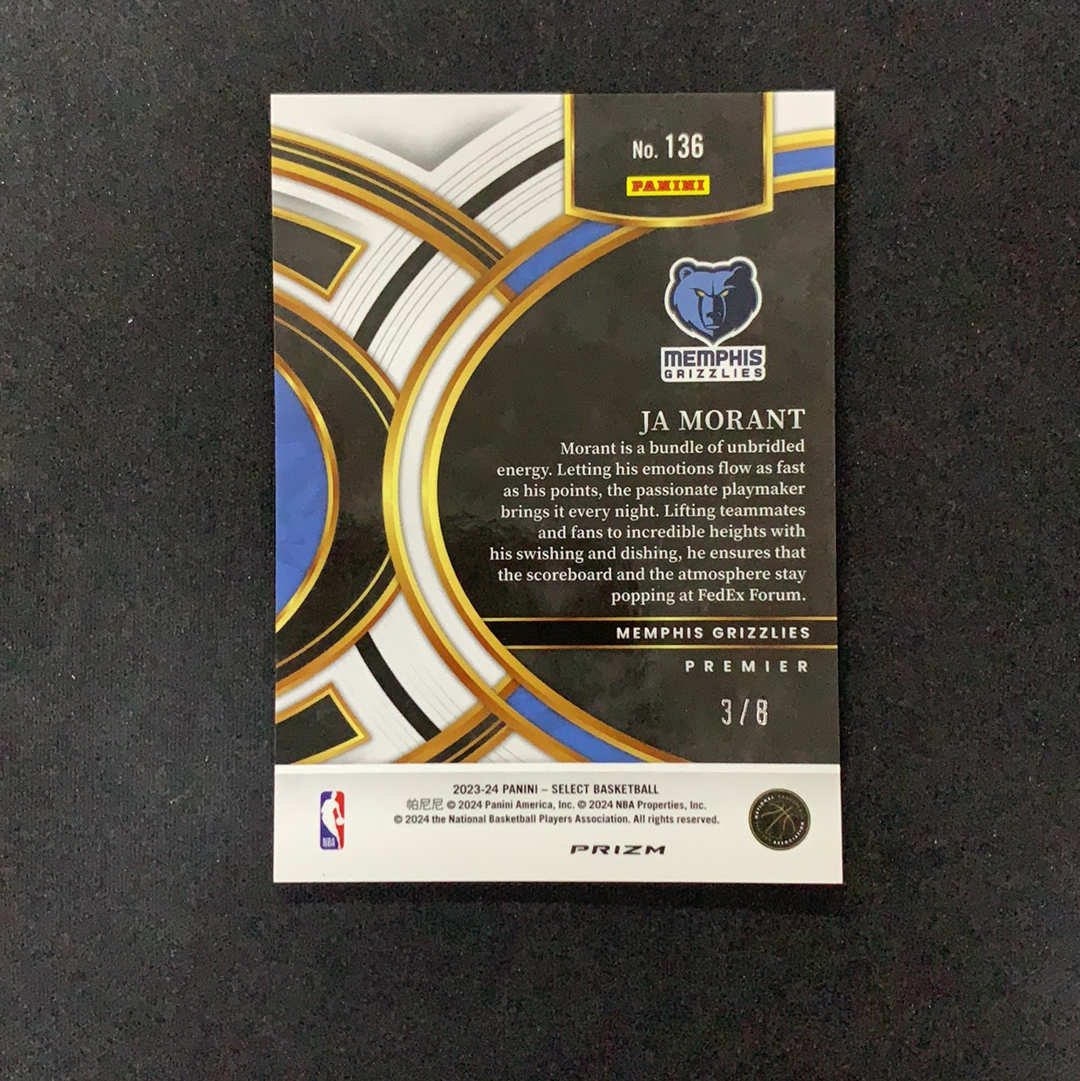 2023-24 Panini Select Ja Morant 【SC拍卖】SE 信封 灰熊 莫兰特 3/8编 二级 hyper折 瑕疵如图收藏必备(clf老板)