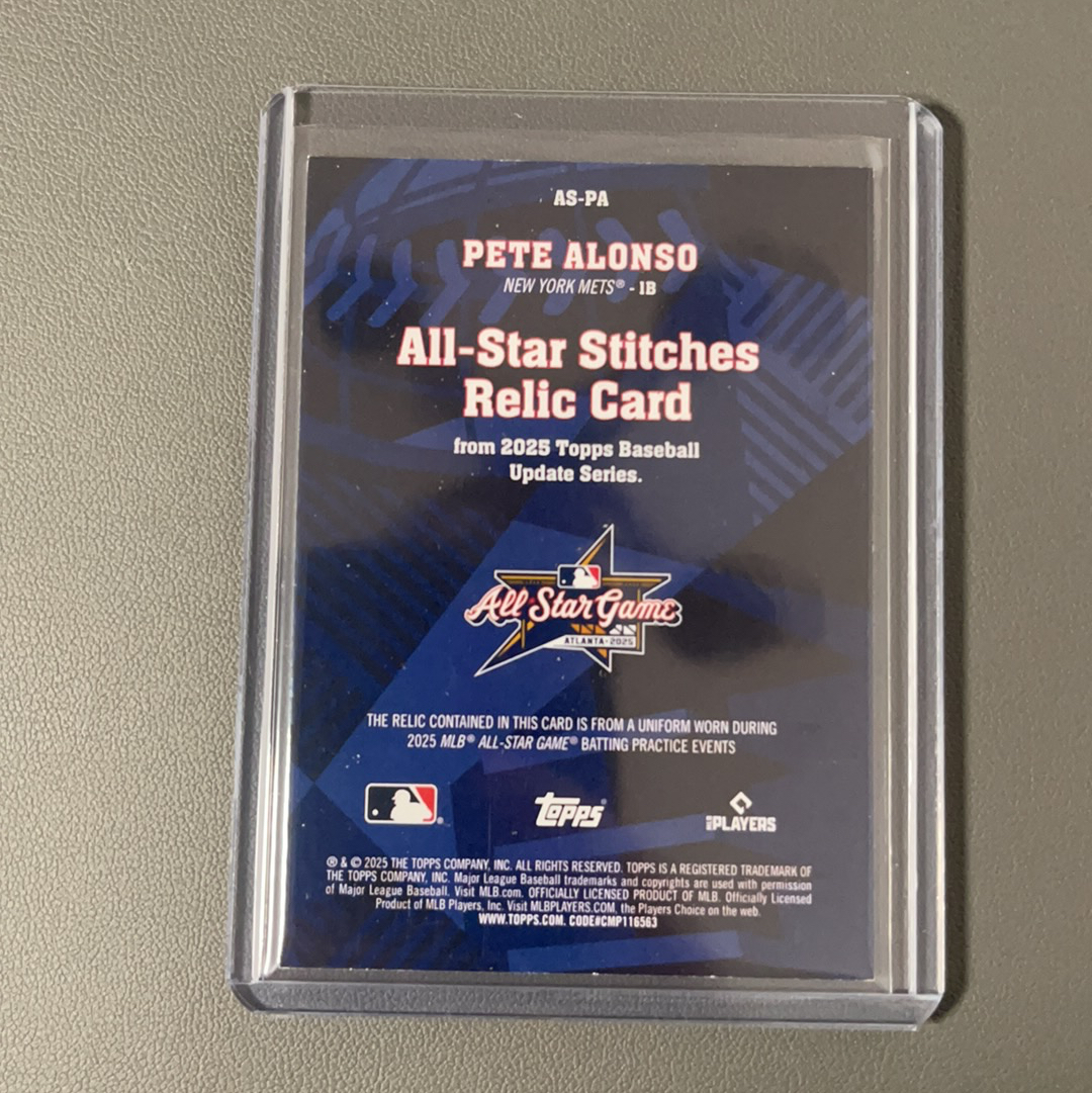 2025 Topps Update Pete Alonso 阿隆索 大都会 北极熊 全明星 球衣 GU 【pei】