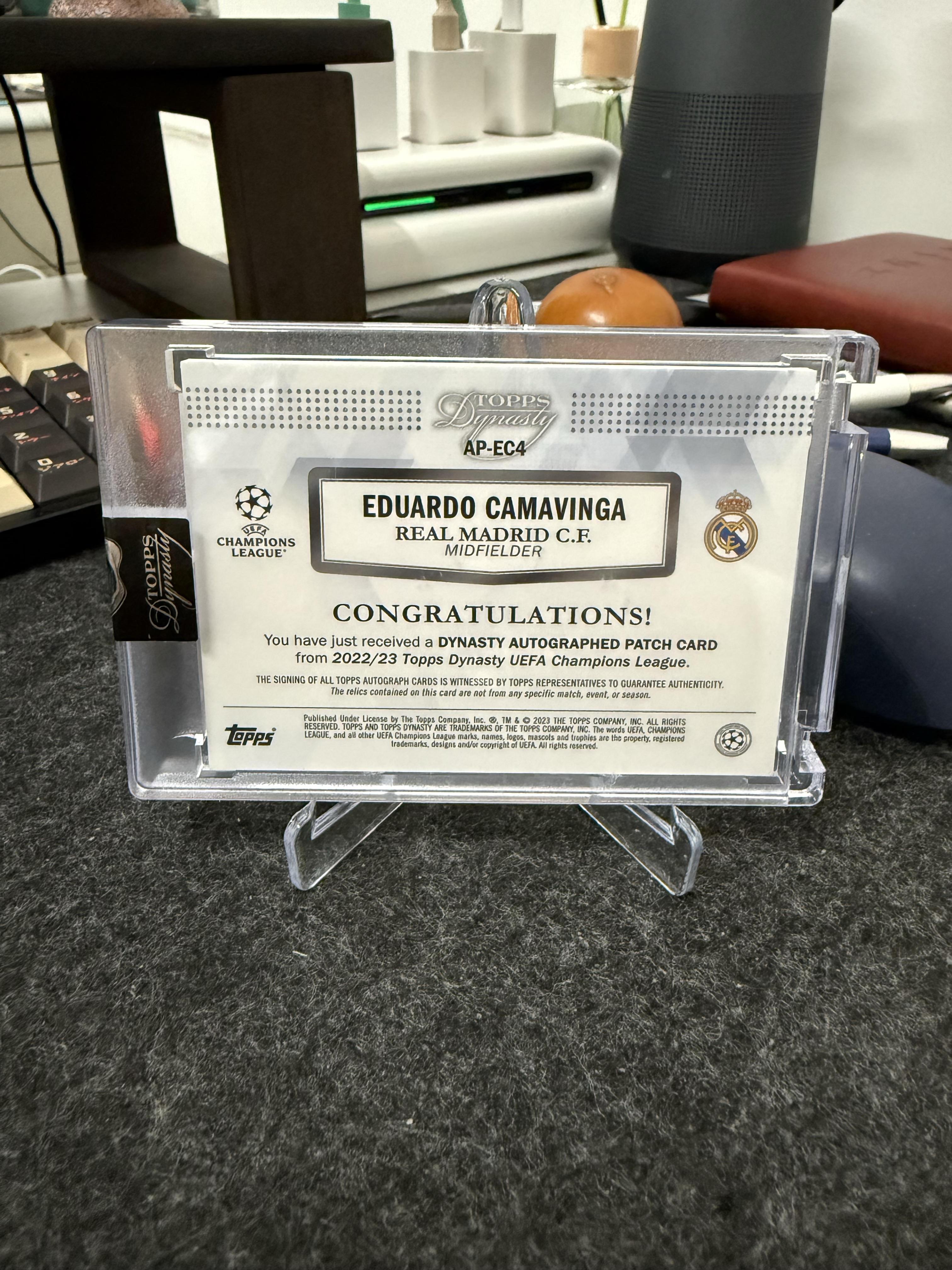 2023 Topps Dynasty Eduardo Camavinga 爱德华多 卡马文加 王朝 2/5编 原封砖 皇家马德里 法国 落场gu球衣切割patch 签字 卡签 贝林厄姆队友 卡品如图