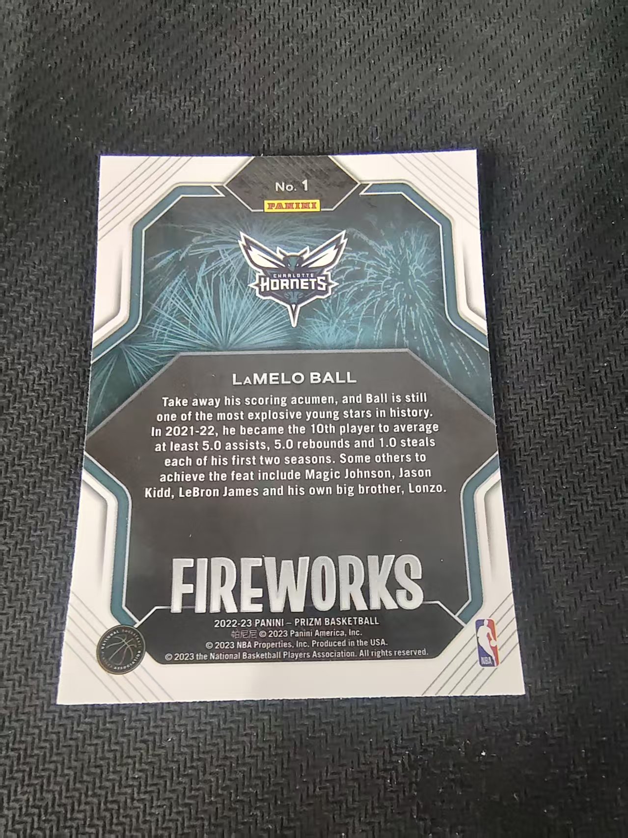 【可合并,不累计】2022-23 Panini Prizm LaMelo Ball 黄蜂 拉梅洛鲍尔 烟花特卡 PZ 划痕 边角微瑕 介意勿拍 #1