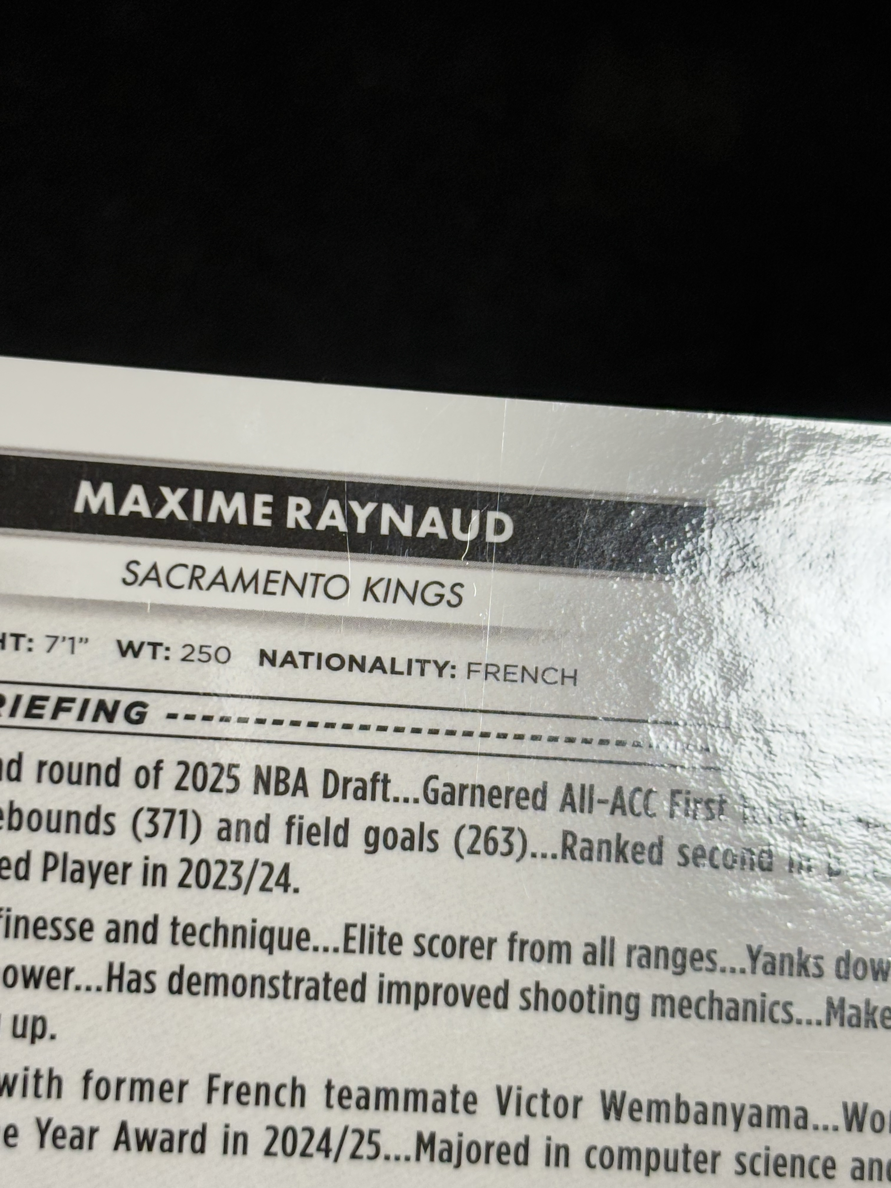 2026 Topps NSCC 国展 Maxime Raynaud RC 马克西姆 雷诺 新秀 国王 签字 黑折 04/10编 瑕疵如图 - sj
