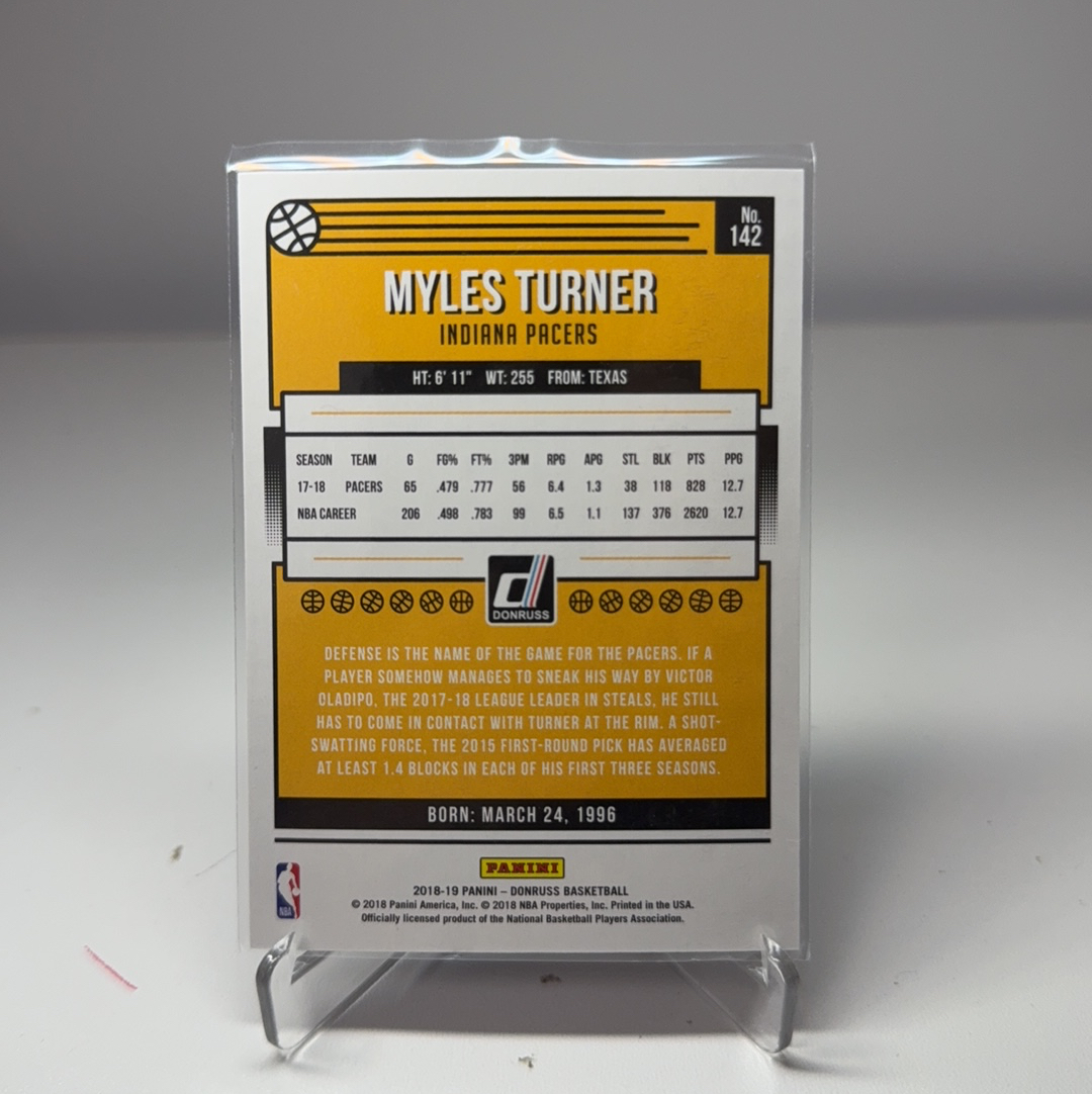 2018-19 Panini Donruss Myles Turner 【免费代卖】步行者 迈尔斯 特纳 /49编 蓝佛光折 折射 带编 实卡好看 收藏必备!!