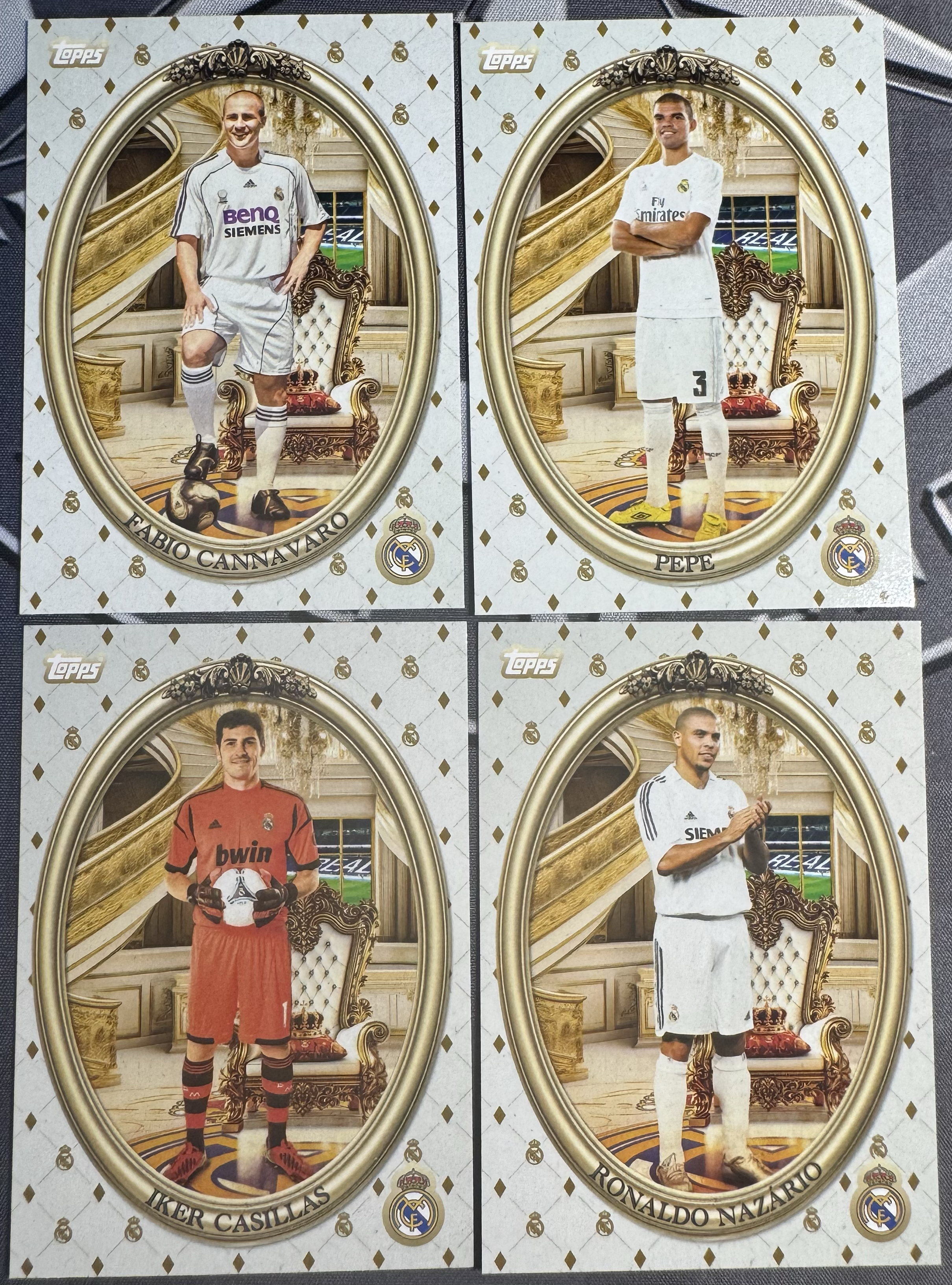2025-26 Topps Team Set 皇马 皇家马德里 队盒 真正国王 特卡 卡纳瓦罗 武僧 佩佩 卡西利亚斯 圣卡西 大罗 罗纳尔多 4张打包 不带编 卡品不保 瑕疵如图 XW
