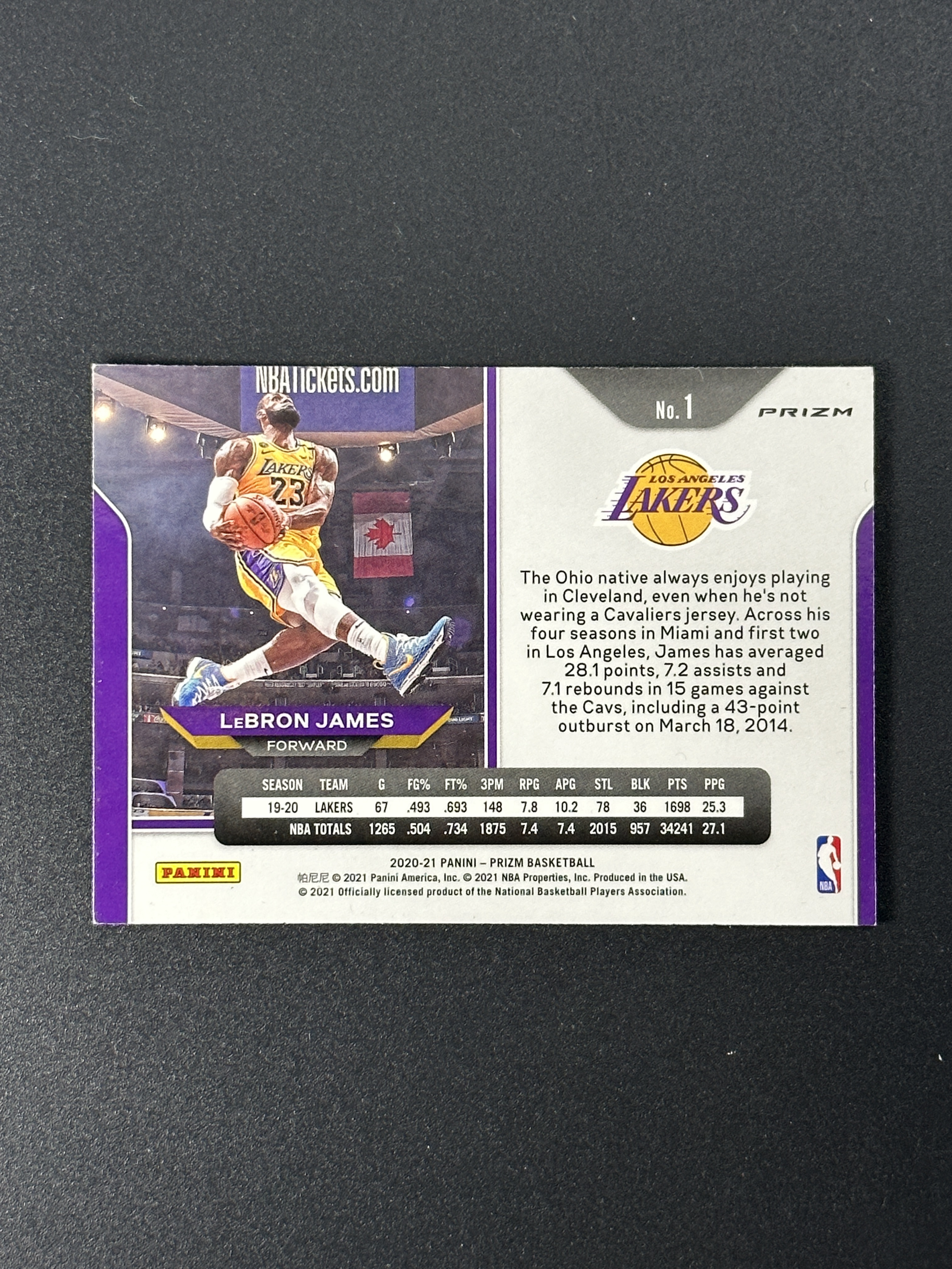 2020-21 Panini Prizm LeBron James 勒布朗詹姆斯 湖人 Pz 三色折 剪刀脚 致敬科比经典选图 折射 微瑕如图