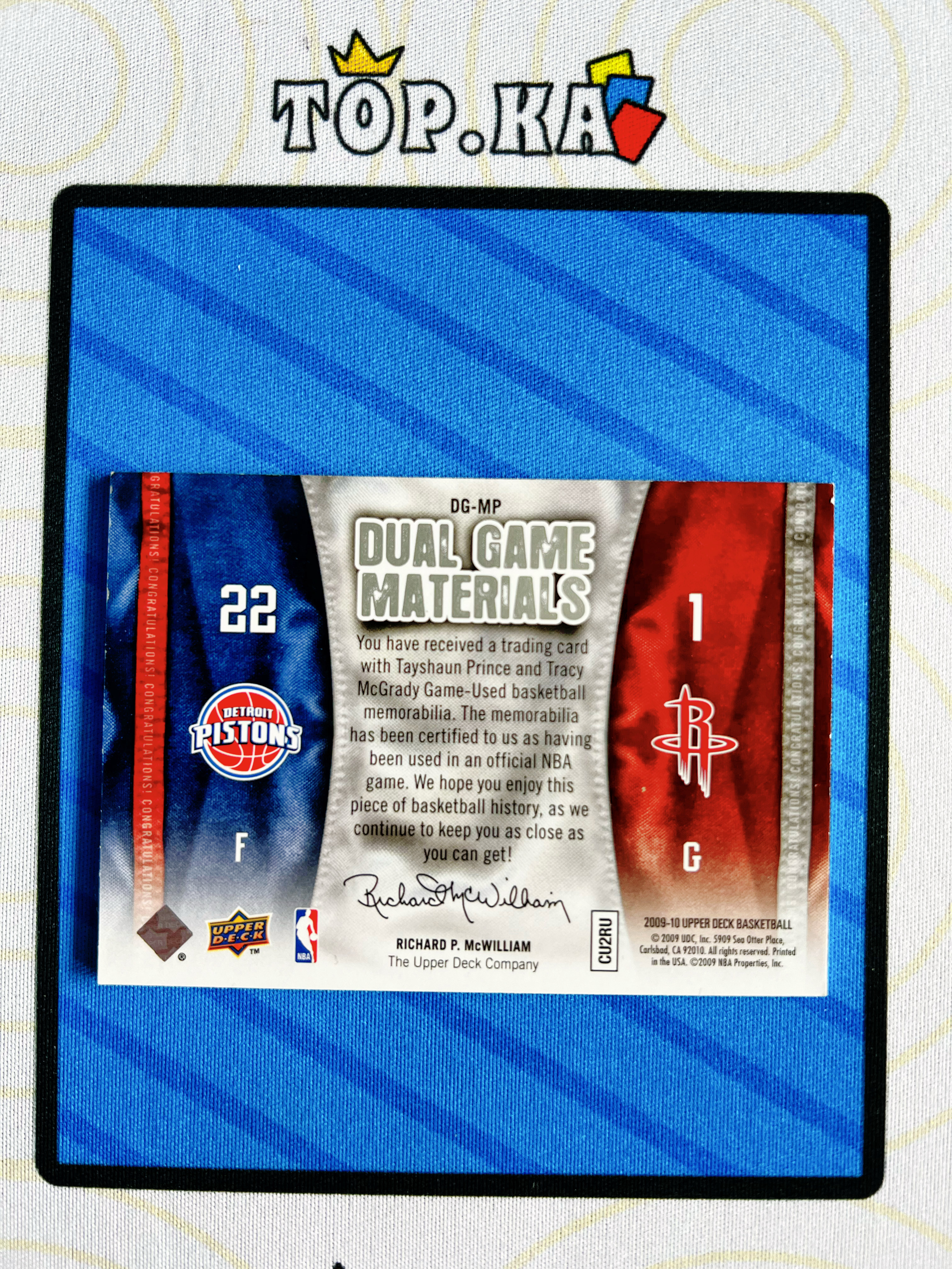 【顶尖卡社】2009-10 Upper Deck UD Tracy McGrady 特雷西麦克格雷迪 泰肖恩普林斯 UD 双人亲穿 球衣 物料 活塞 火箭 麦迪 小王子 详情看描述 瑕疵如图【陌上】