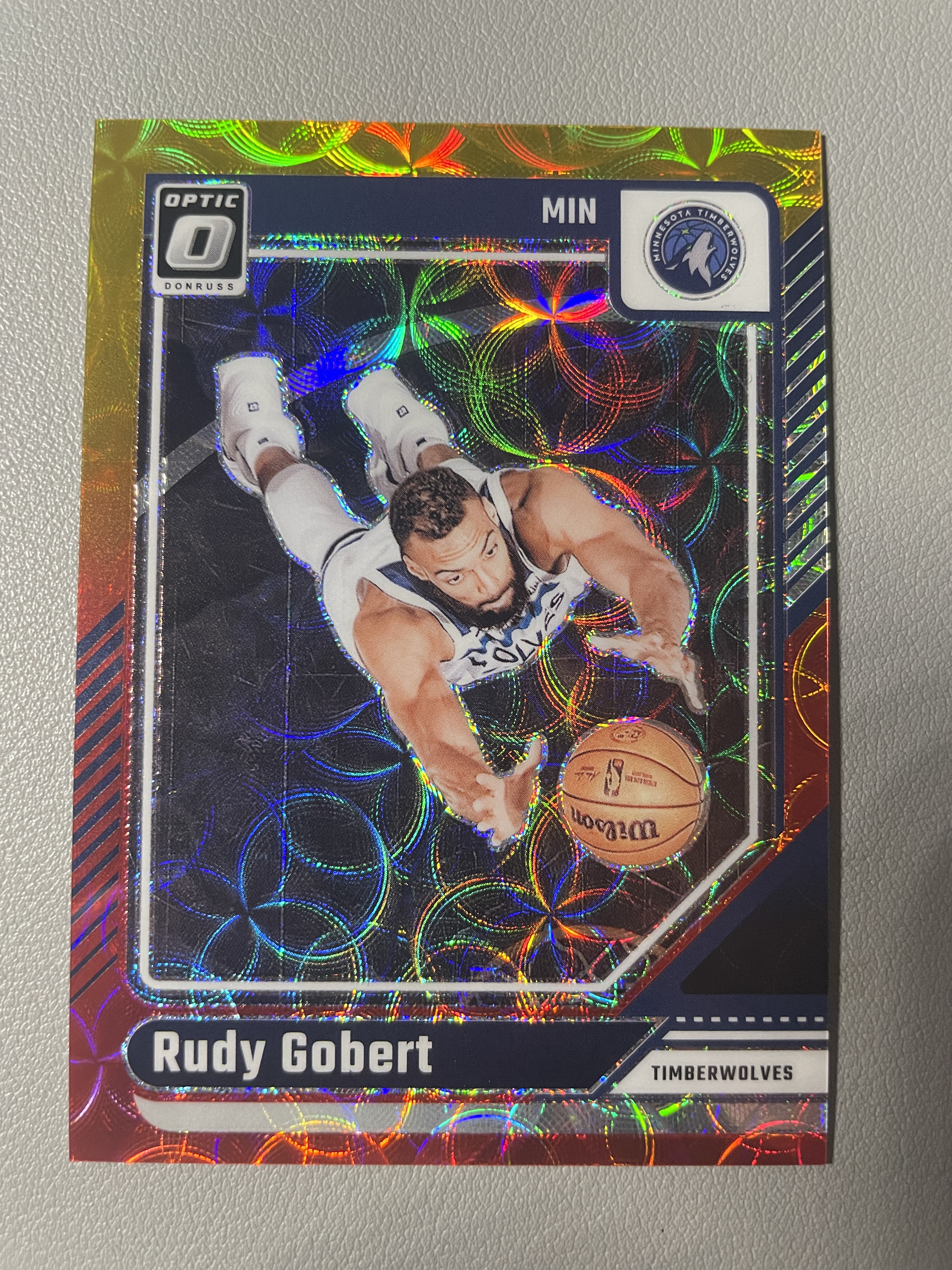 2024-25 Panini Donruss Rudy Gobert 杜蕾斯 鲁迪 戈贝尔 红金圈圈折 99编 卡品微瑕如图 dhb1109