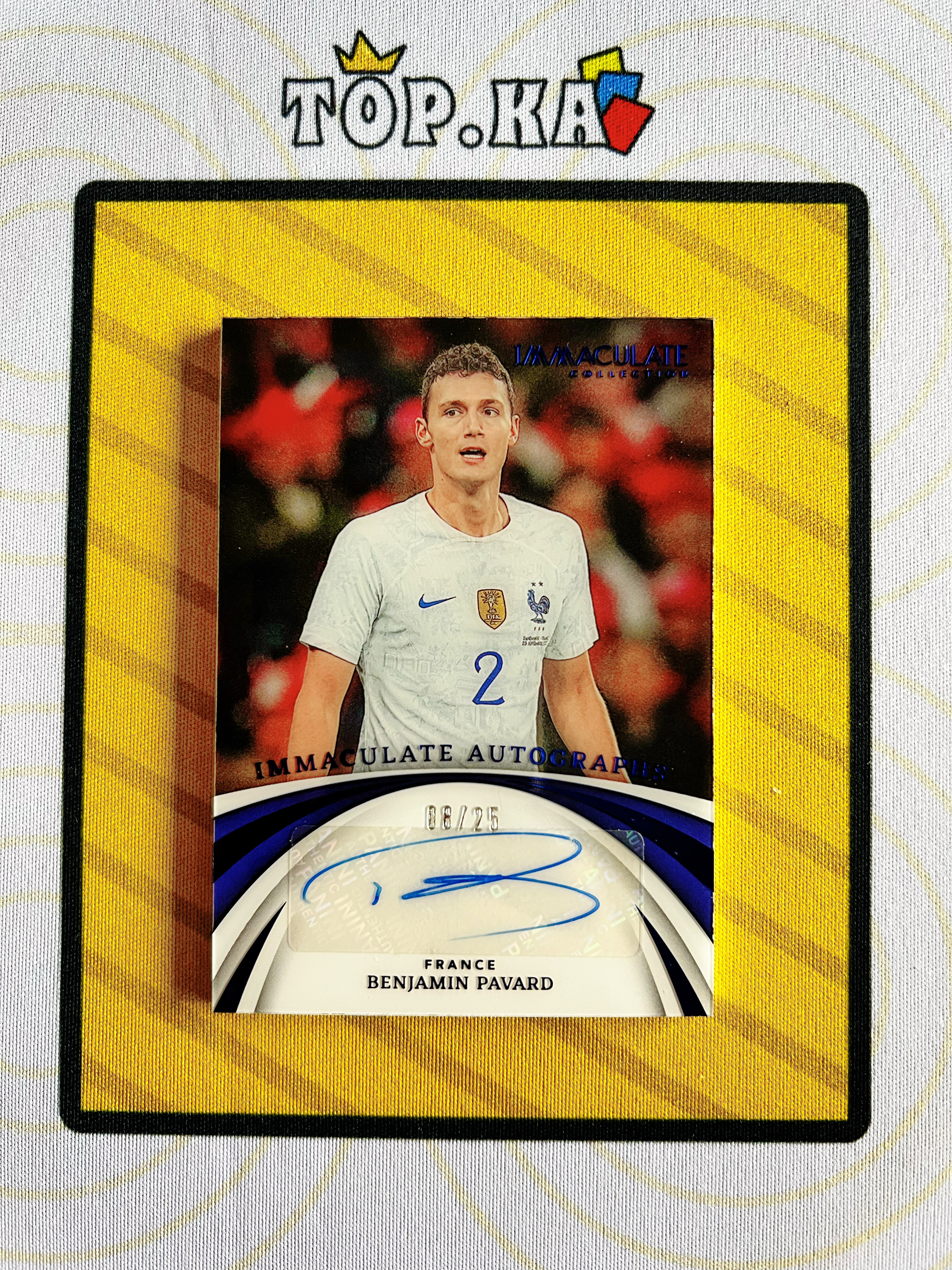 【顶尖卡社】2022-23 Immaculate Benjamin Pavard 爱咪咪 法国 本杰明 帕瓦尔 签字 镜面 蓝平行 08/25编 详情看描述 瑕疵如图【凯里】
