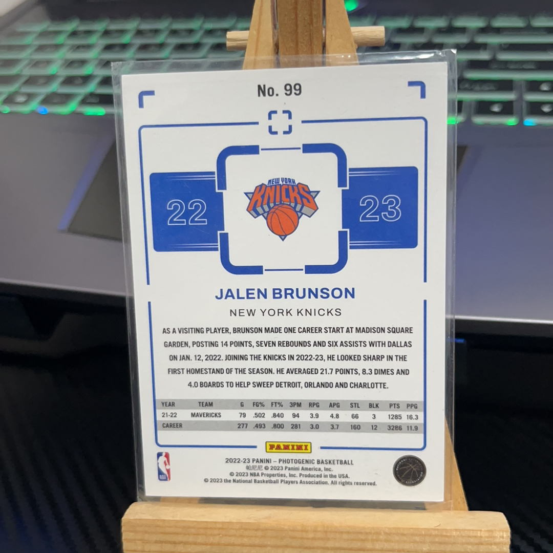 2022-23 Panini PaniniPhotoGenicNBA Jalen Brunson 贾伦 布伦森 尼克斯 上镜系列 卡品如图 瑕疵看图 凑图必备 值得收藏!