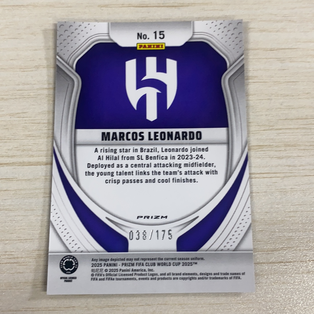 【小牛代拍】2025 Panini Prizm MARCOS LEONARDO 世俱杯PZ 利雅得新月 莱昂纳多 175编 蓝碎冰折 卡品如图(一哥)