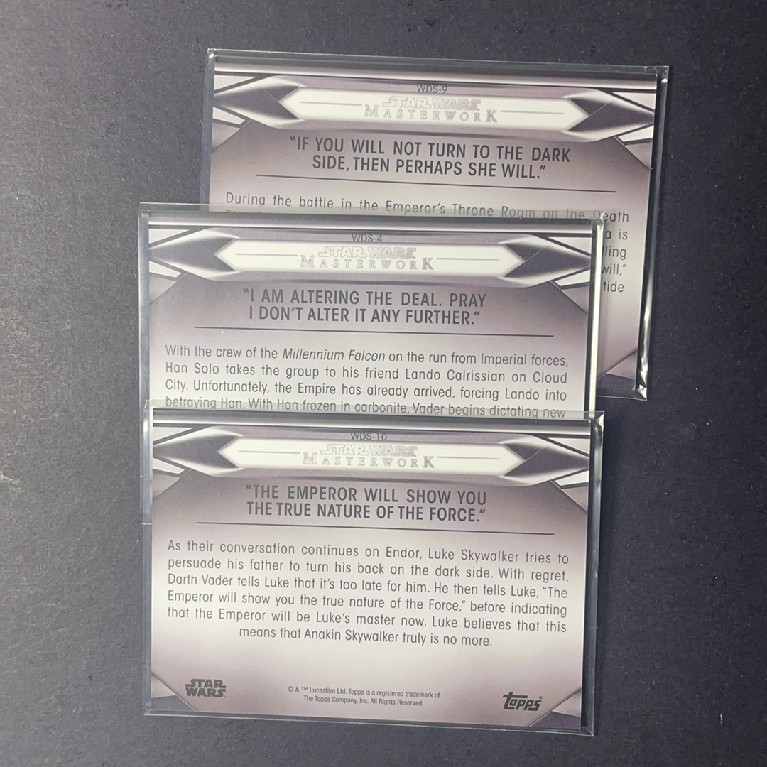 2025 Topps Star Wars 星球大战 达斯维达 卢克 风暴兵 达斯维达经典台词特卡3张打包序号见图2 2020 Topps 星战影视Masterwork大师盒系列