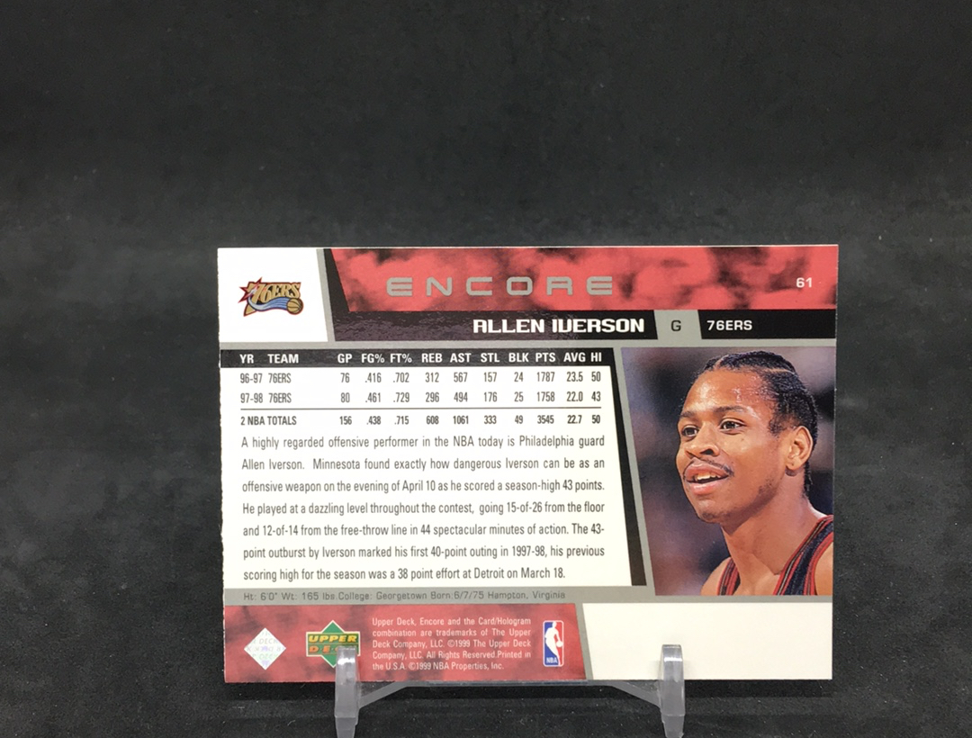 【DC拍卖】12.01 UD ENCORE 经典折射卡 实卡美如画 名人堂名宿 76人队魂 费城之子 答案 阿伦 艾佛森