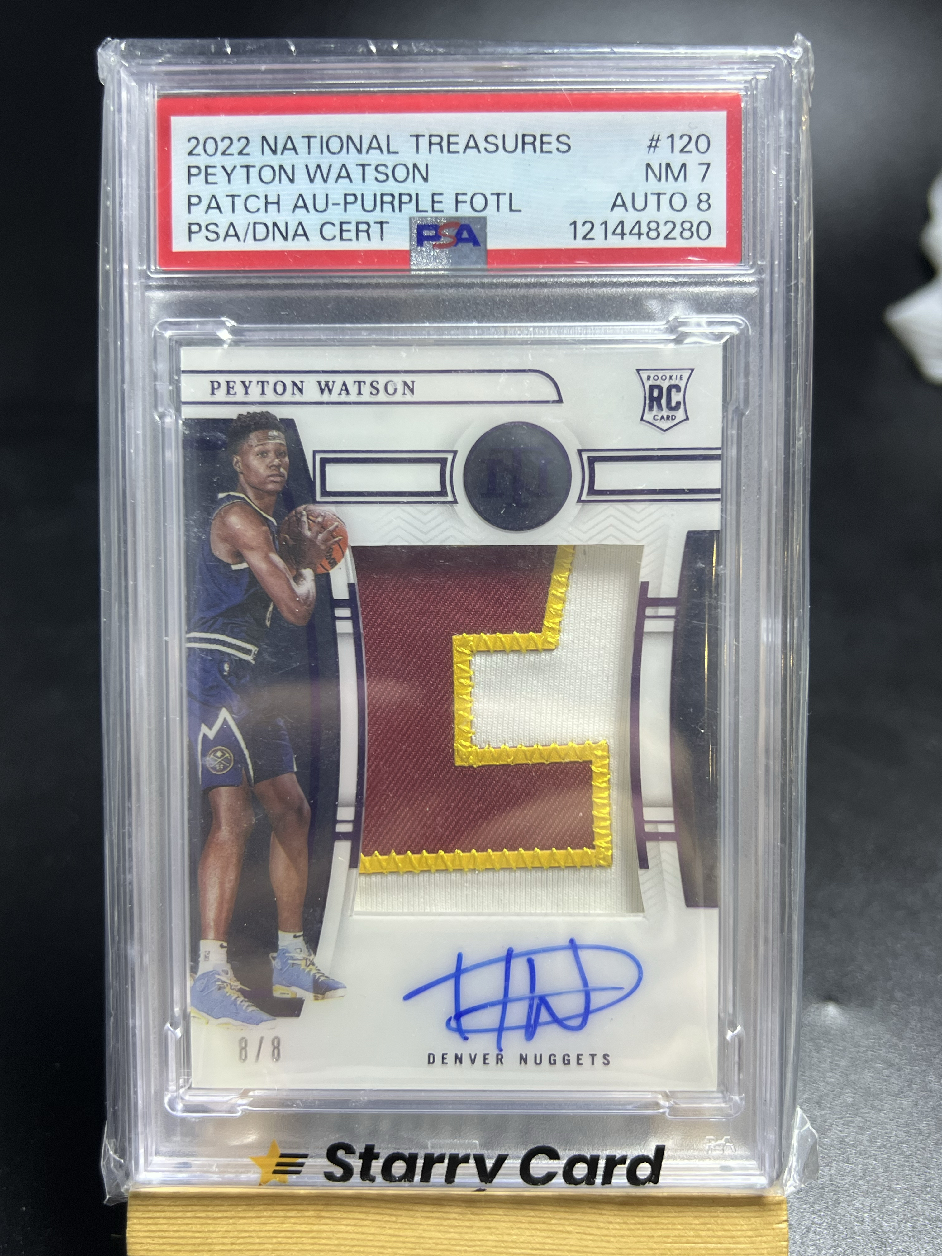 2022-23 Panini National Treasures Peyton Watson RC 三同背 国宝 掘金 新秀 佩顿 沃特森 RPA 暴力切割 物料 签字卡签 8/8编 尾编 色球球