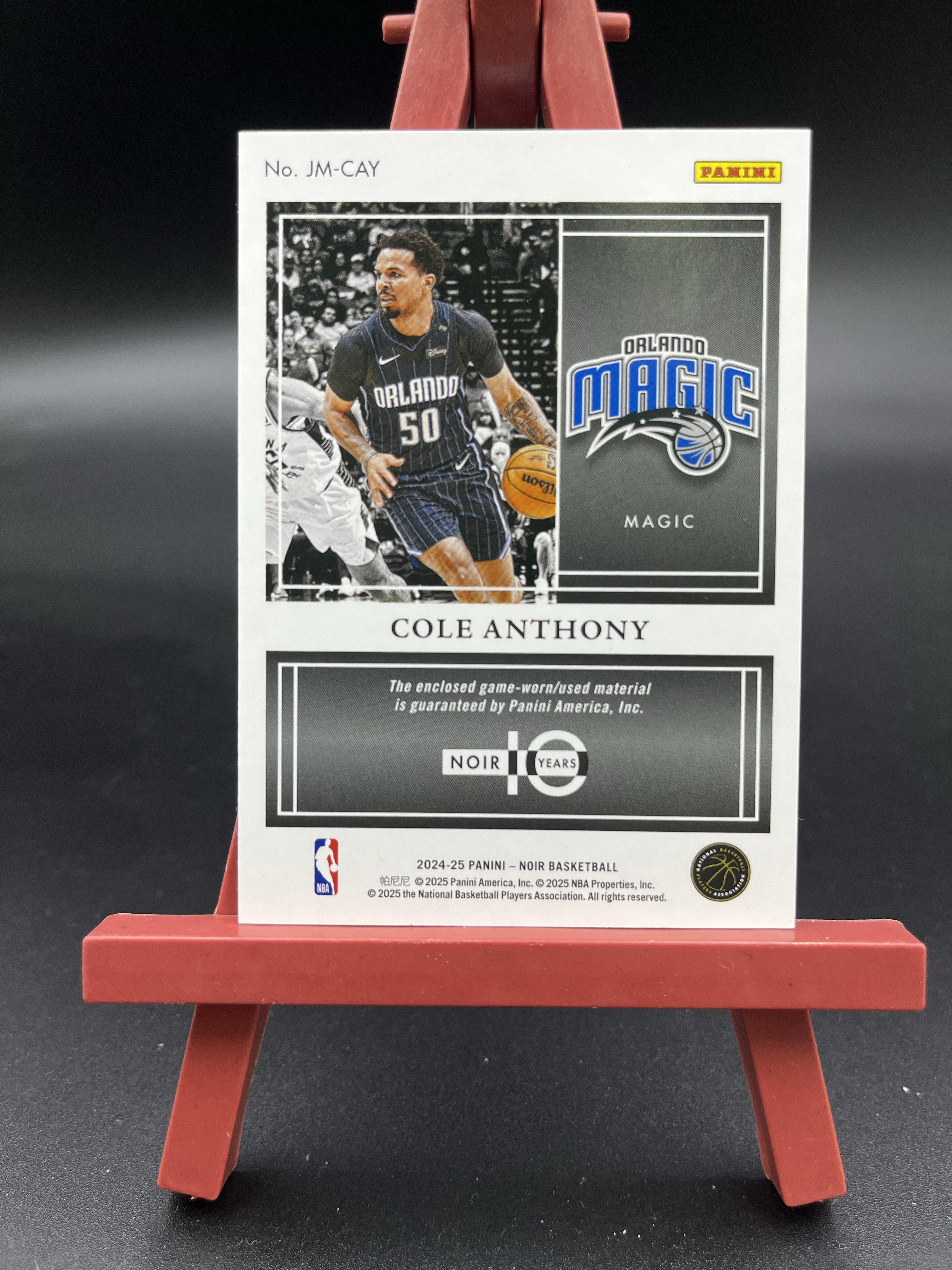 2024-25 Panini Noir Cole Anthony 魔术 科尔 安东尼 a 64/99编 闪版 大窗球衣物料切割 亲穿落场GU 诺尔 卡品如图 【优质物料专场】02WZ