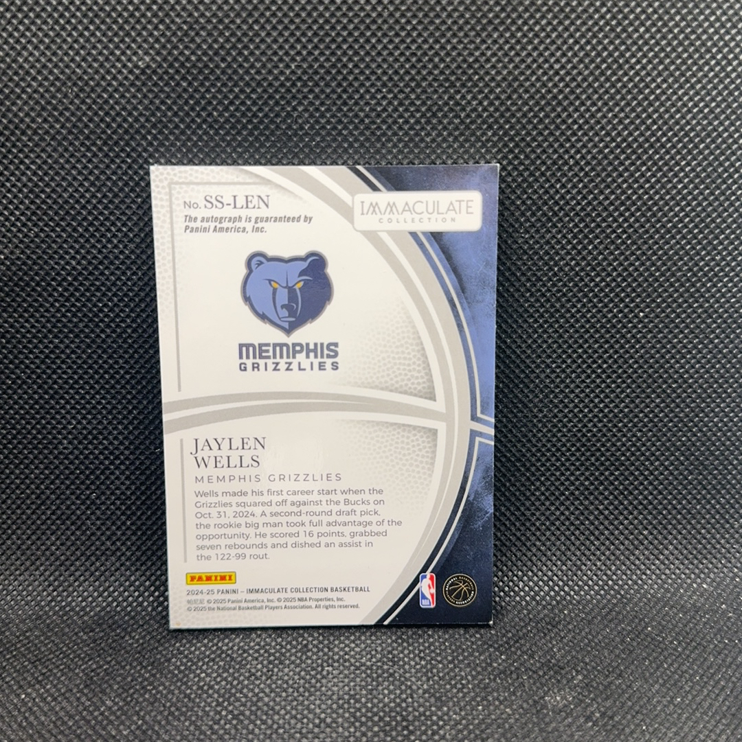【Roseee代卖】2024-25 PANINI IMM 灰熊 杰伦威尔斯 JAYLEN WELLS 10编 新秀 RC 沙盒签 签字 卡签 篮球 宁总