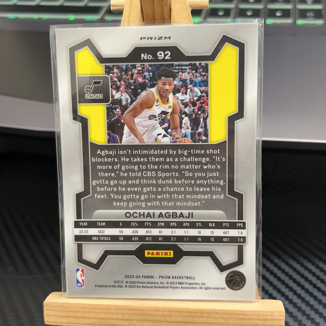 2023-24 Panini Prizm Ochai Agbaji 阿巴吉 爵士 银折 折射 prizm系列 pz 卡品如图 凑图必备 值得收藏!免费代卖!