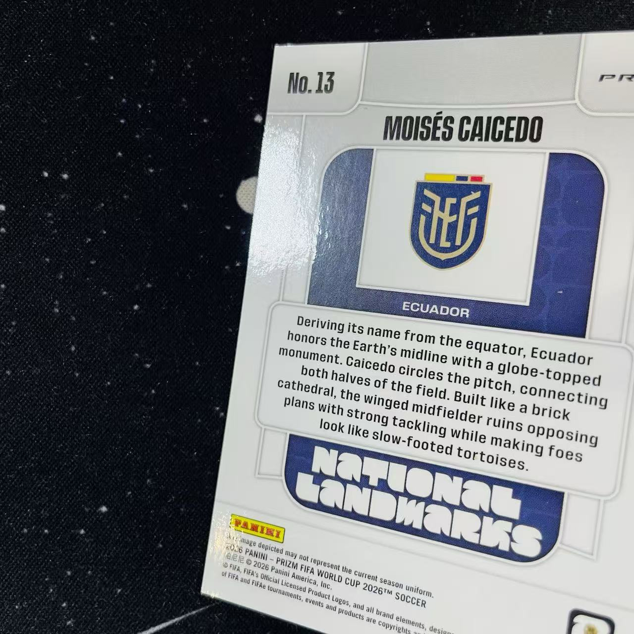 2026 Panini World Cup Prizm 世界杯PZ MOISES CAICEDO 厄瓜多尔 凯塞多 地标特卡 大比例SP 银折 切尔西 微痕边角微白 洛北拍卖 HYyang5257地