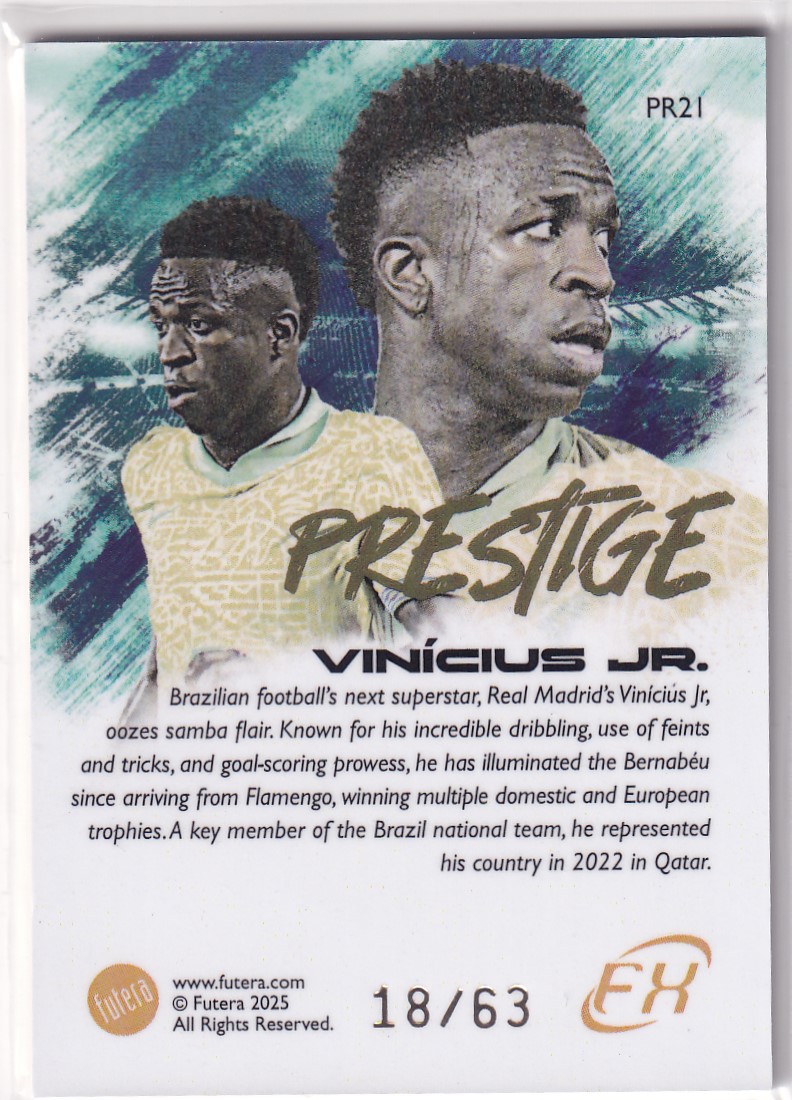 【thebighit】不累计004.2025 Futera FX 福特拉 巴西 小熊 维尼休斯 Prestige 特卡 63编