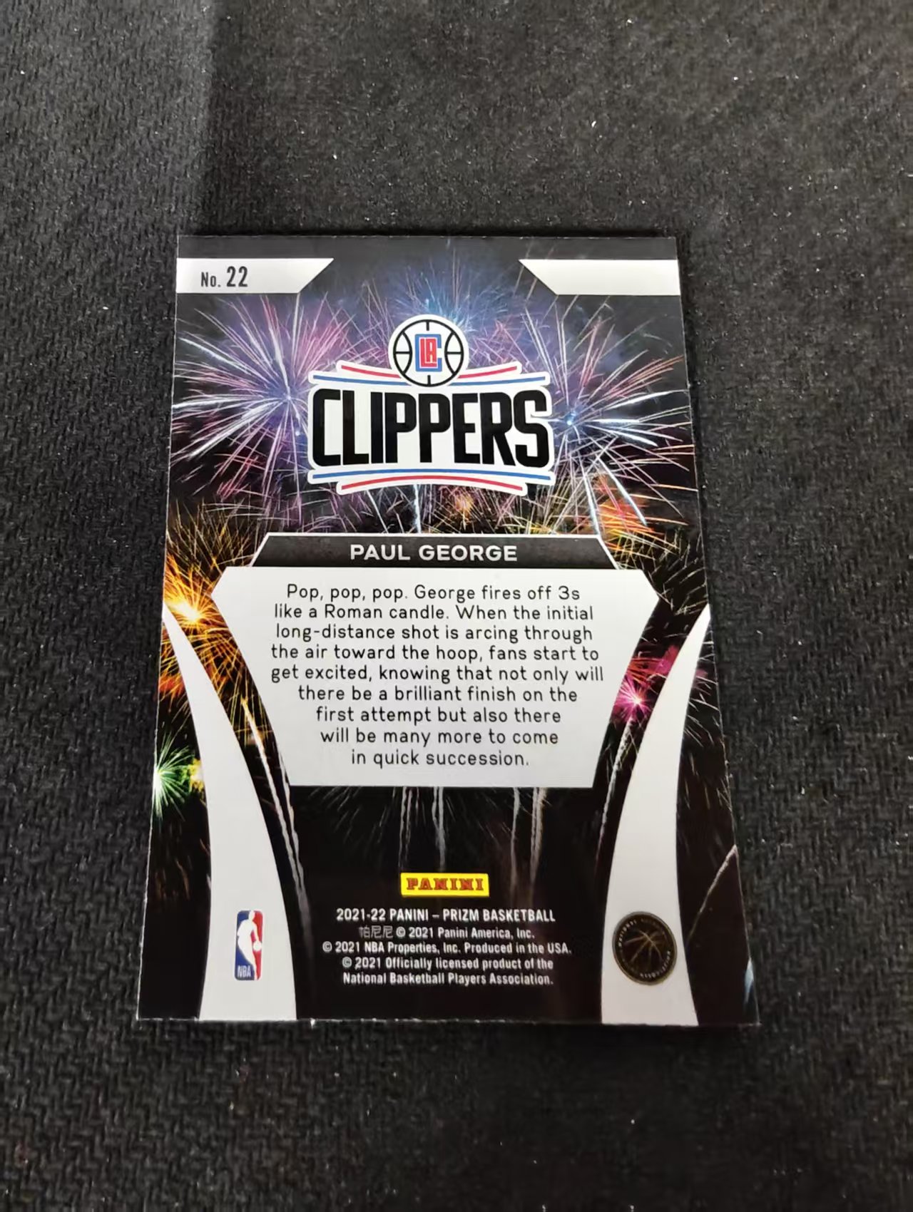 【可合并,不累计】2021-22 Panini Prizm Paul George 保罗 乔治 泡椒 快船 Fireworks 烟花特卡 不保卡品 介意勿拍 #22